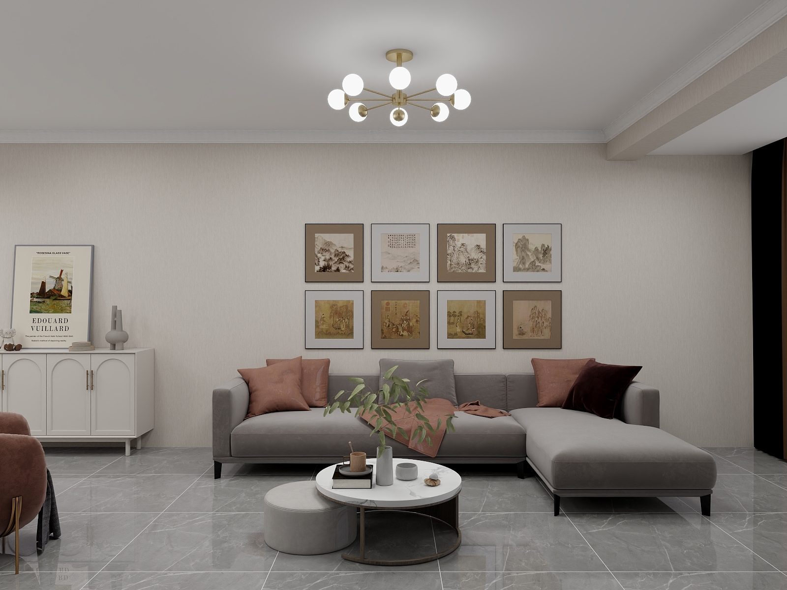 100元设计方案-现代简约风格两居室设计装修效果图