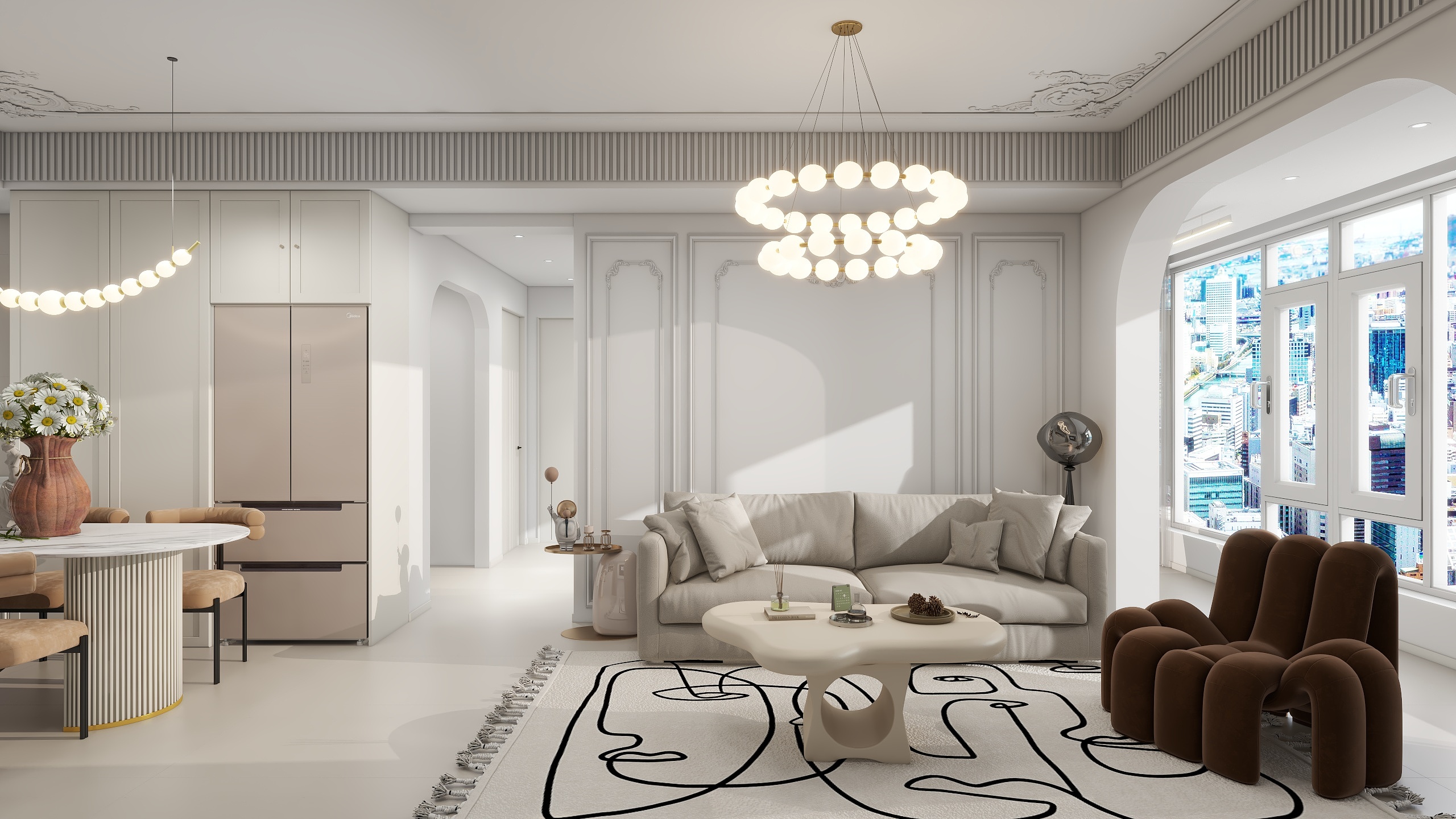 李青越-100平法式奶油三居室装修效果图