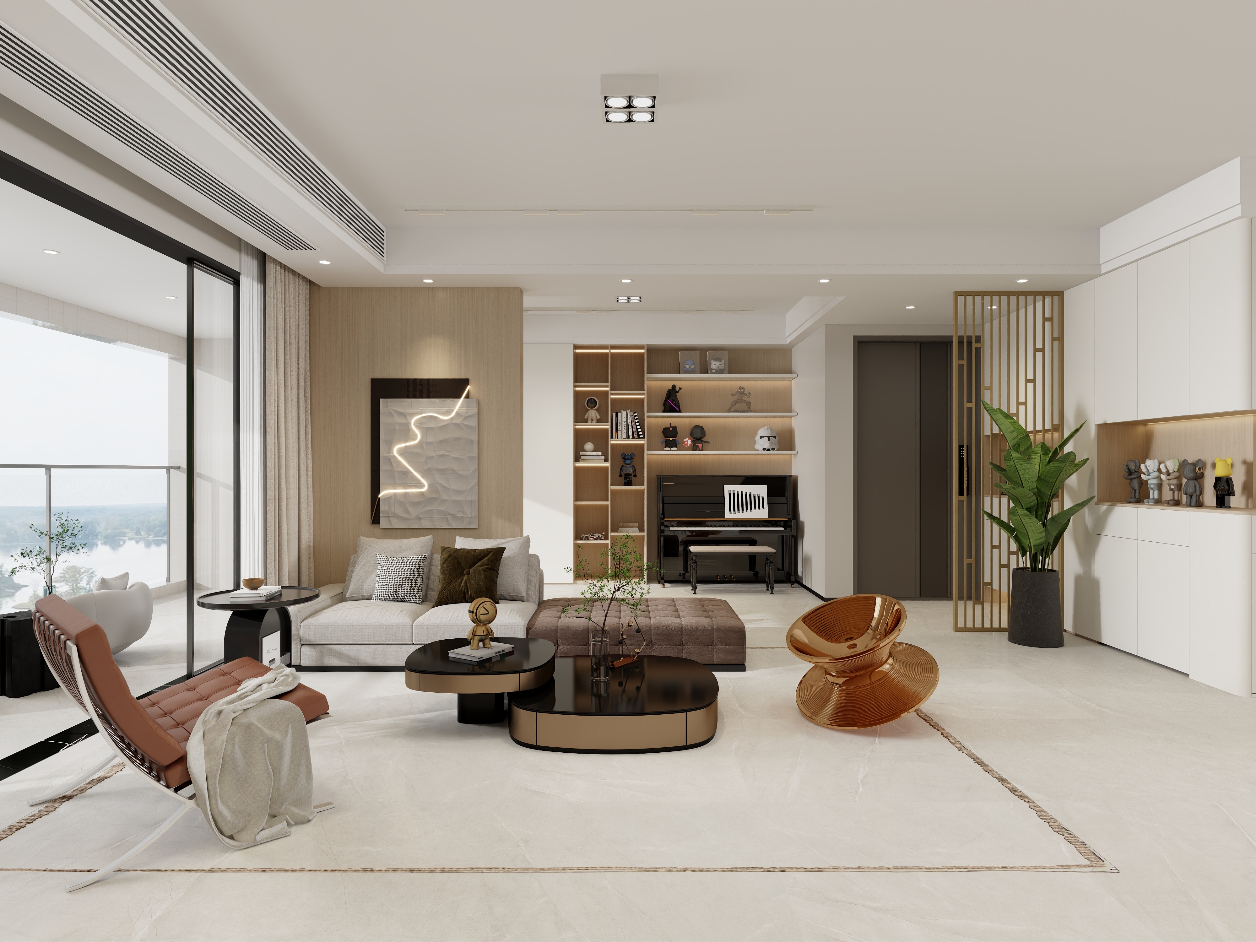 吴爽-117平米现代简约风格两室装修效果图