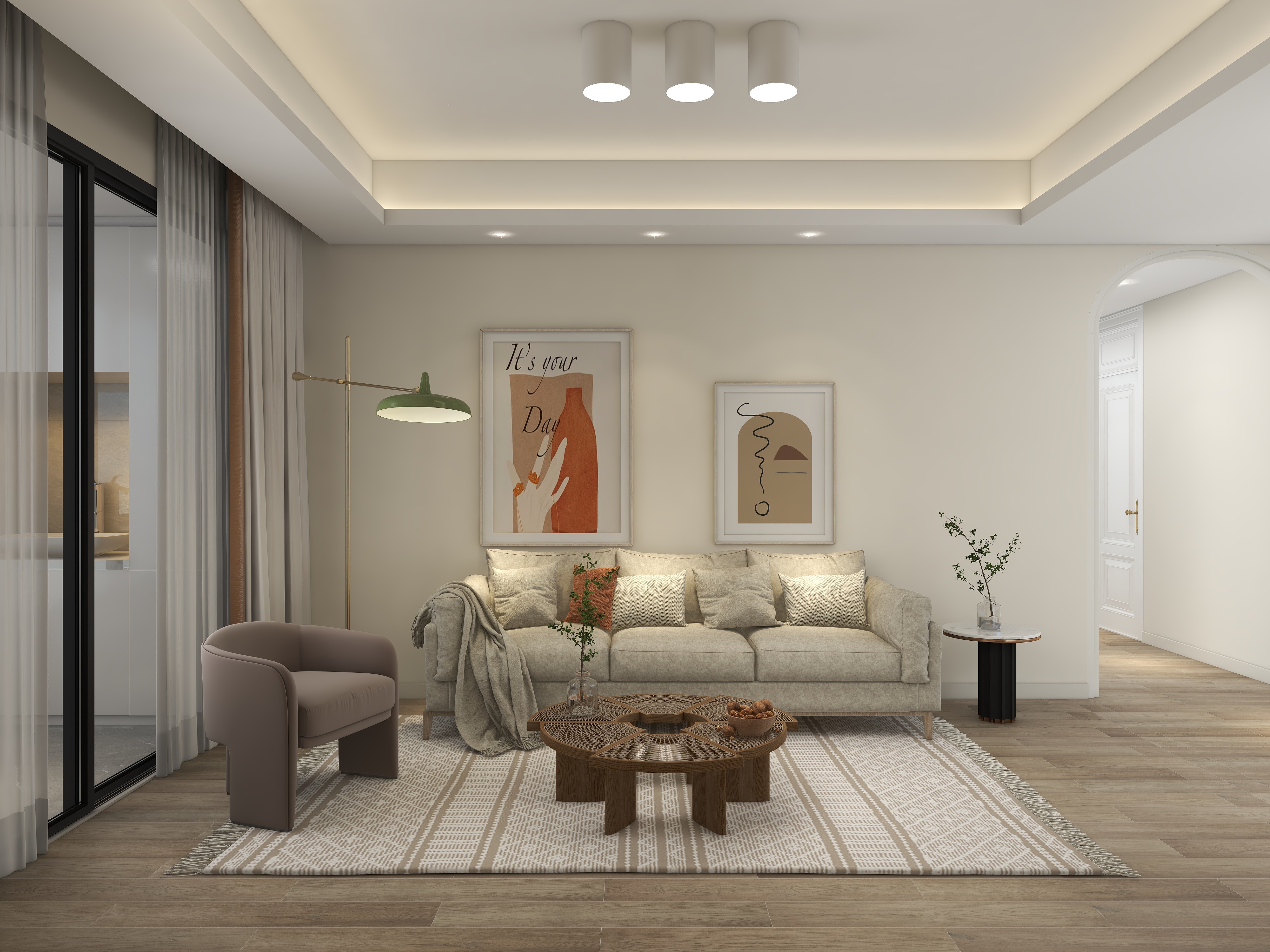 kuchao107-现代北欧-123㎡装修效果图