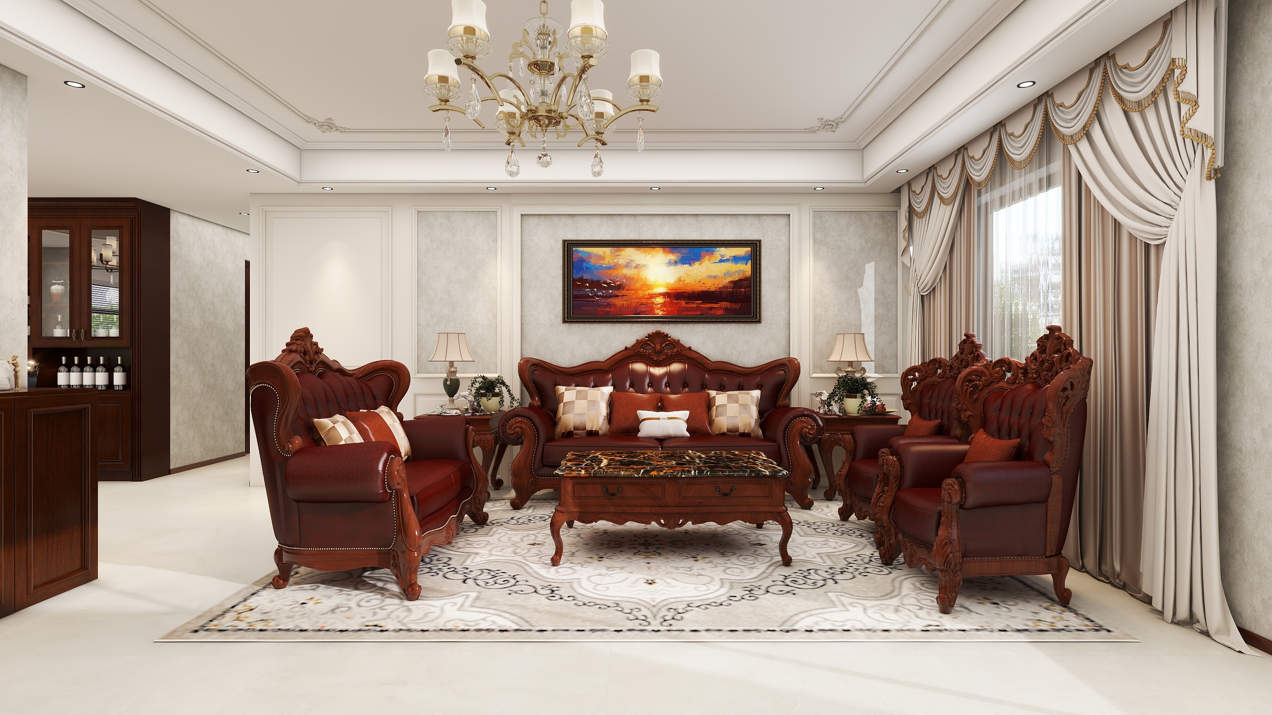 李青越-140平欧式三居室装修效果图