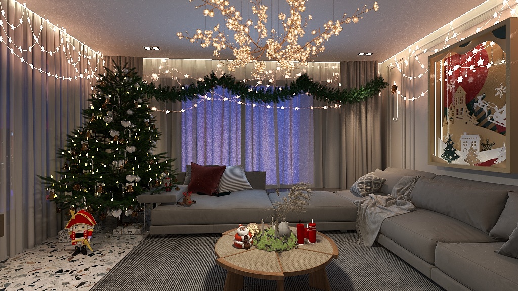 5mx 5m living room with x mas decoration -Coohom design community