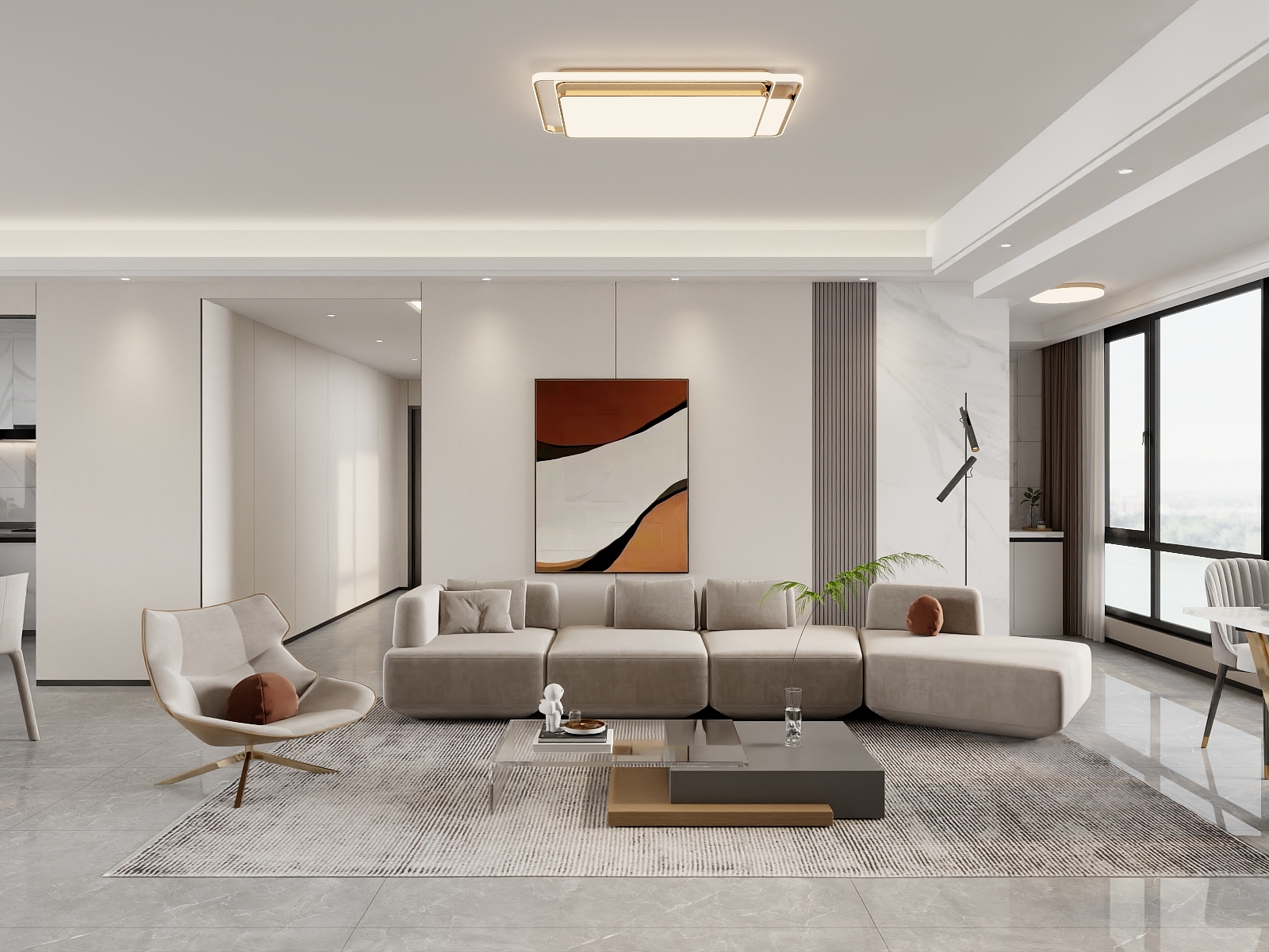 吴爽-阿那亚Aranya现代简约158㎡5室装修效果图