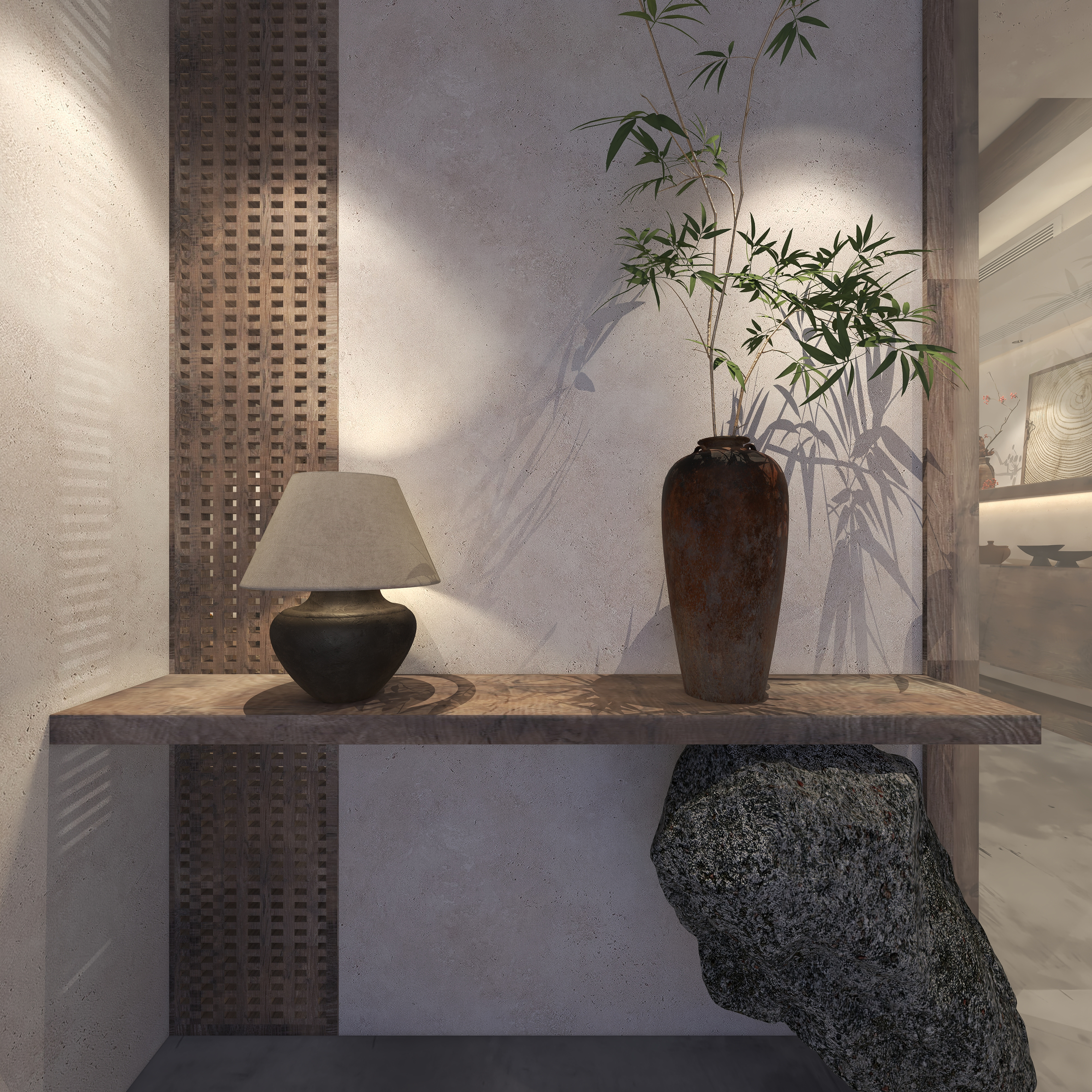 楚瑜设计-诧寂风混搭办公室一层门厅装修效果图第3张