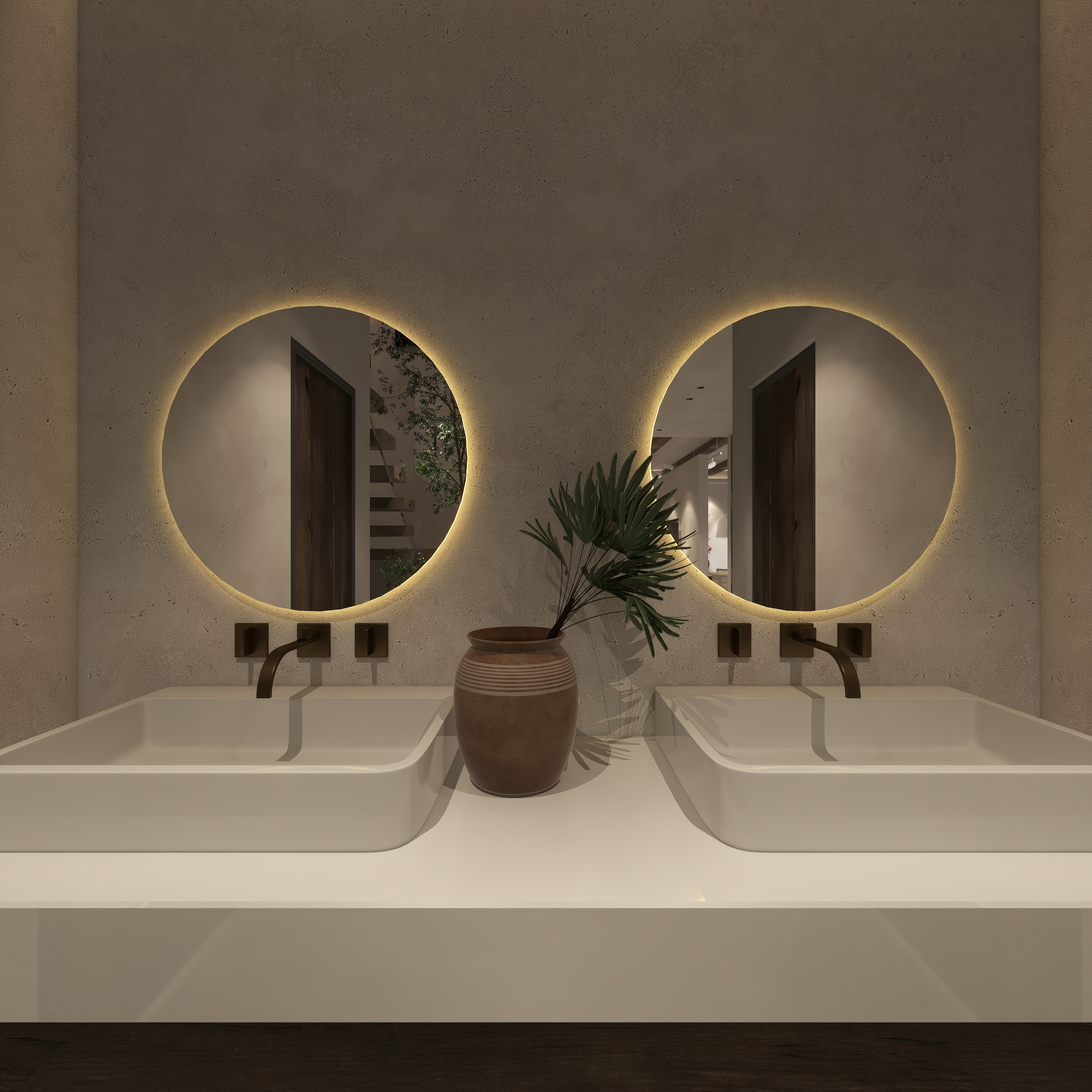 楚瑜设计-诧寂风混搭办公室一层洗手间装修效果图第3张