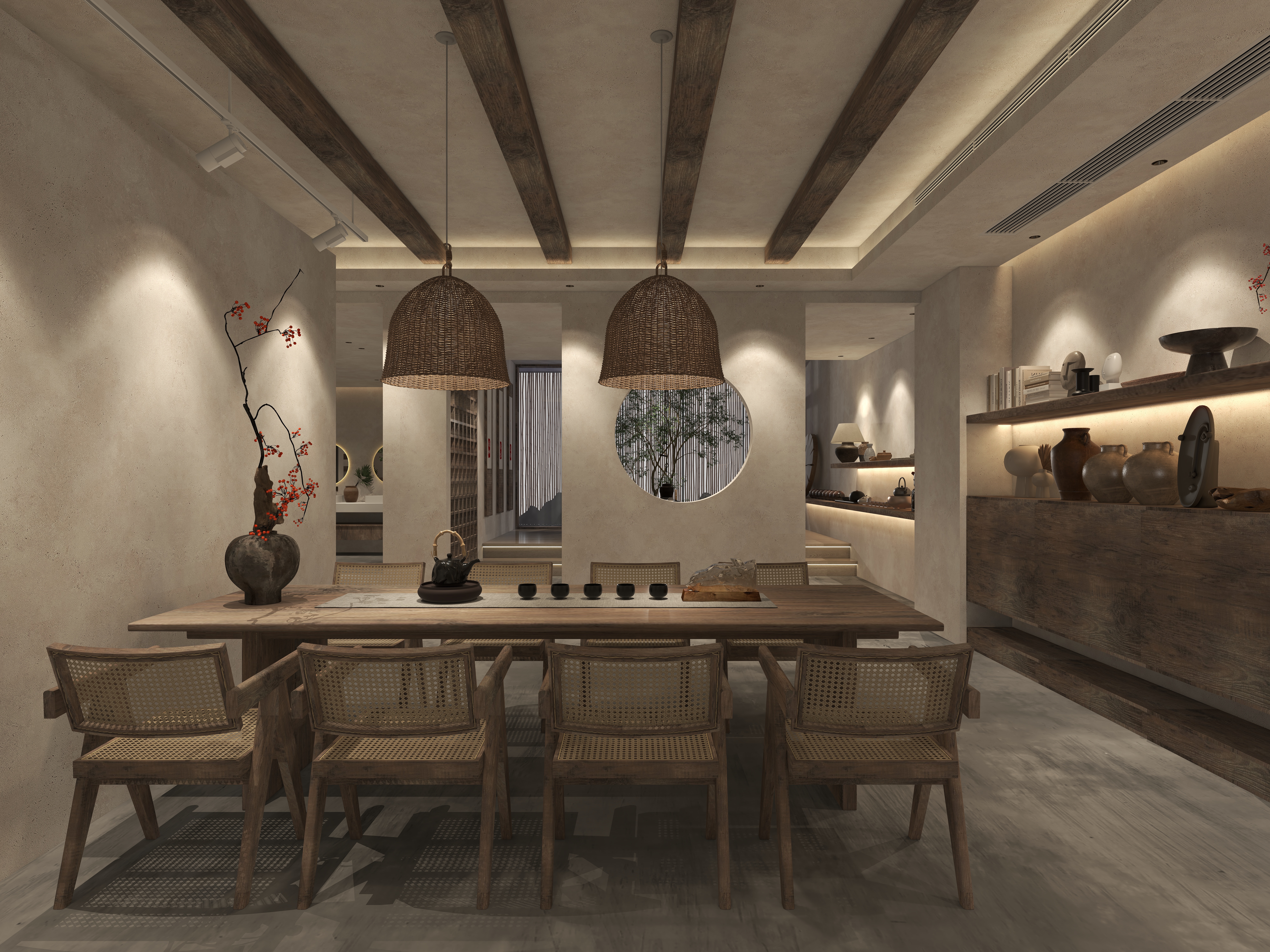 楚瑜设计-诧寂风混搭办公室一层多功能休闲区装修效果图第3张