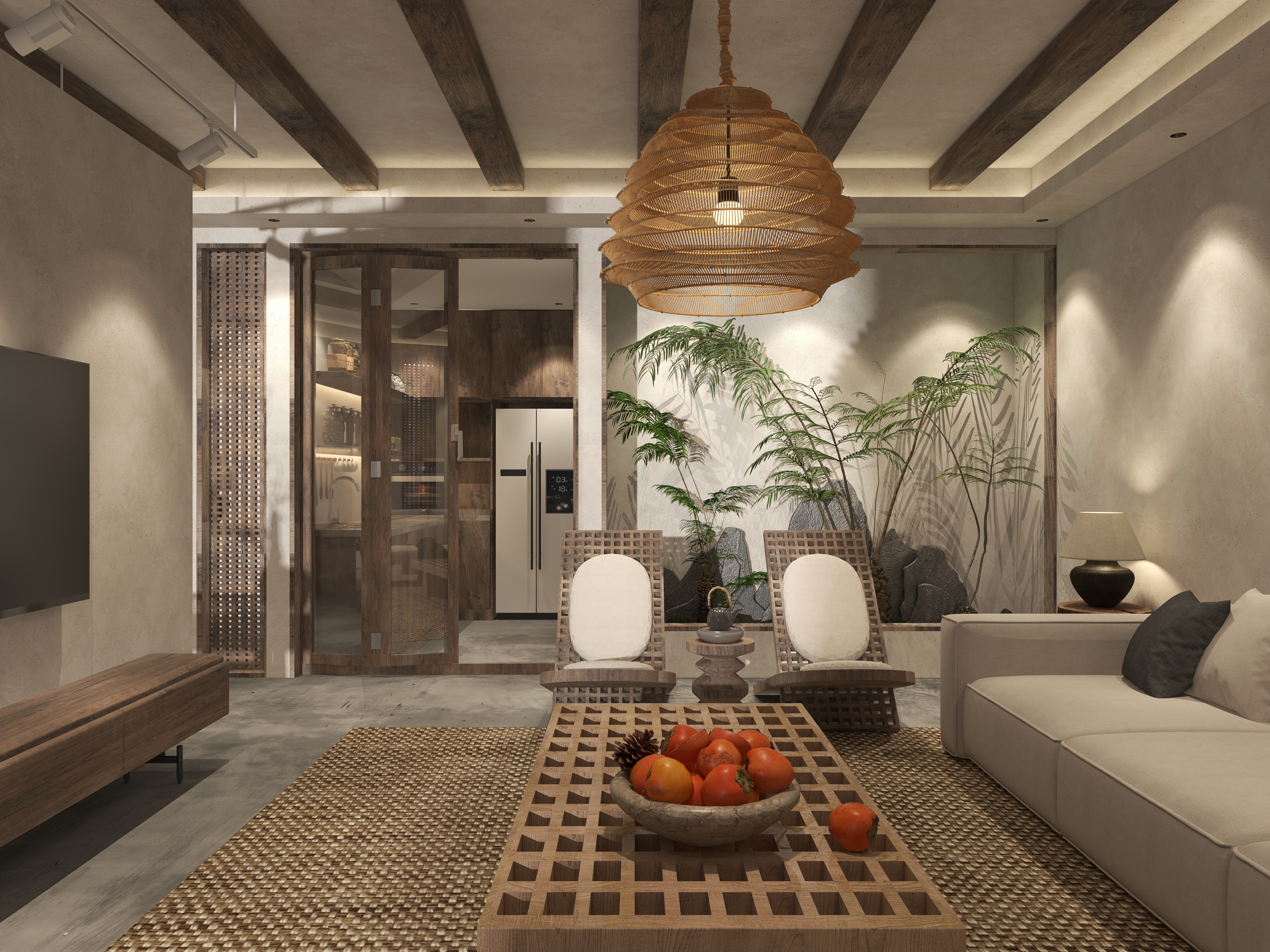 楚瑜设计-诧寂风混搭办公室一层多功能休闲区装修效果图第1张