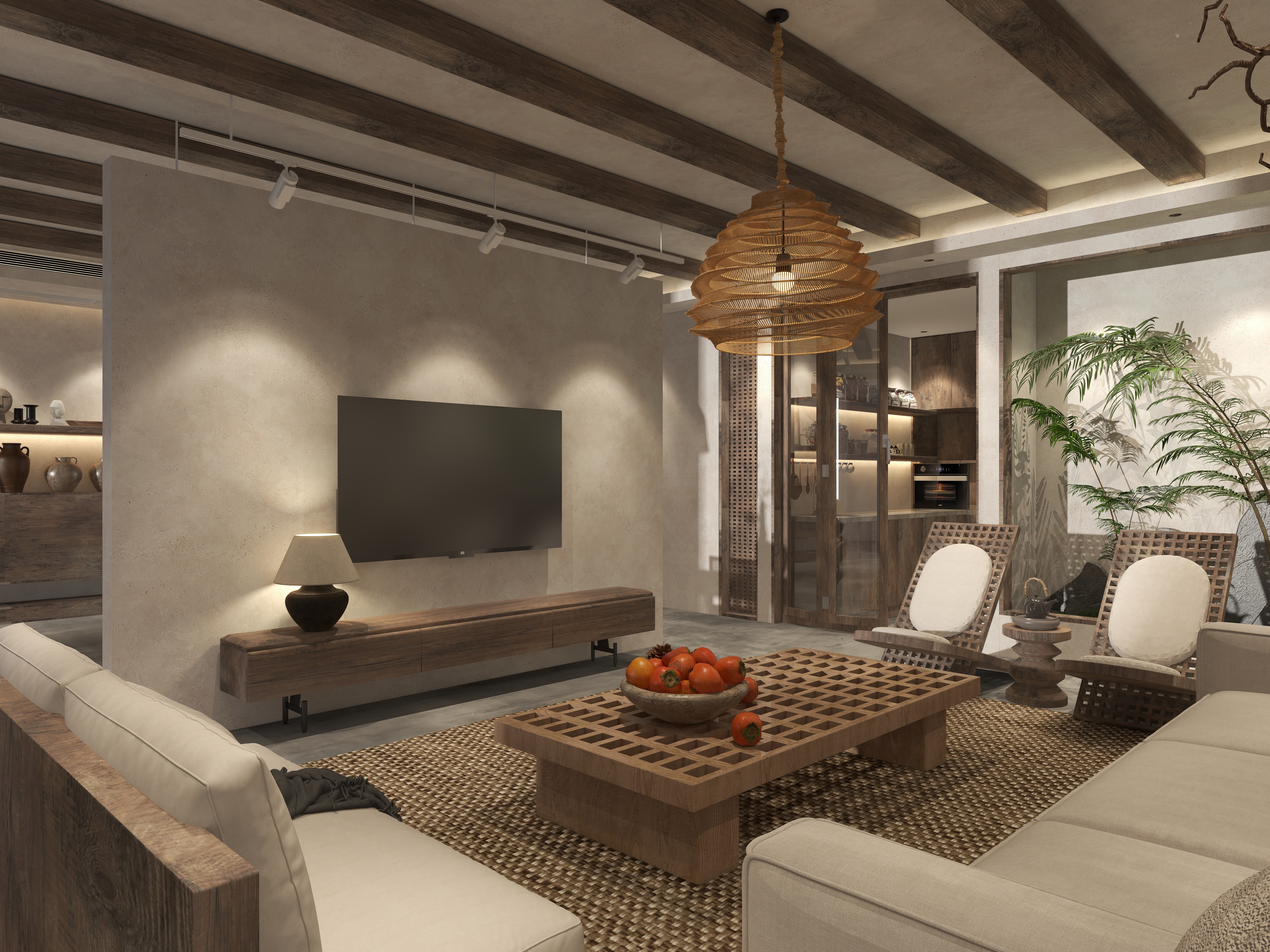 楚瑜设计-诧寂风混搭办公室一层多功能休闲区装修效果图第2张