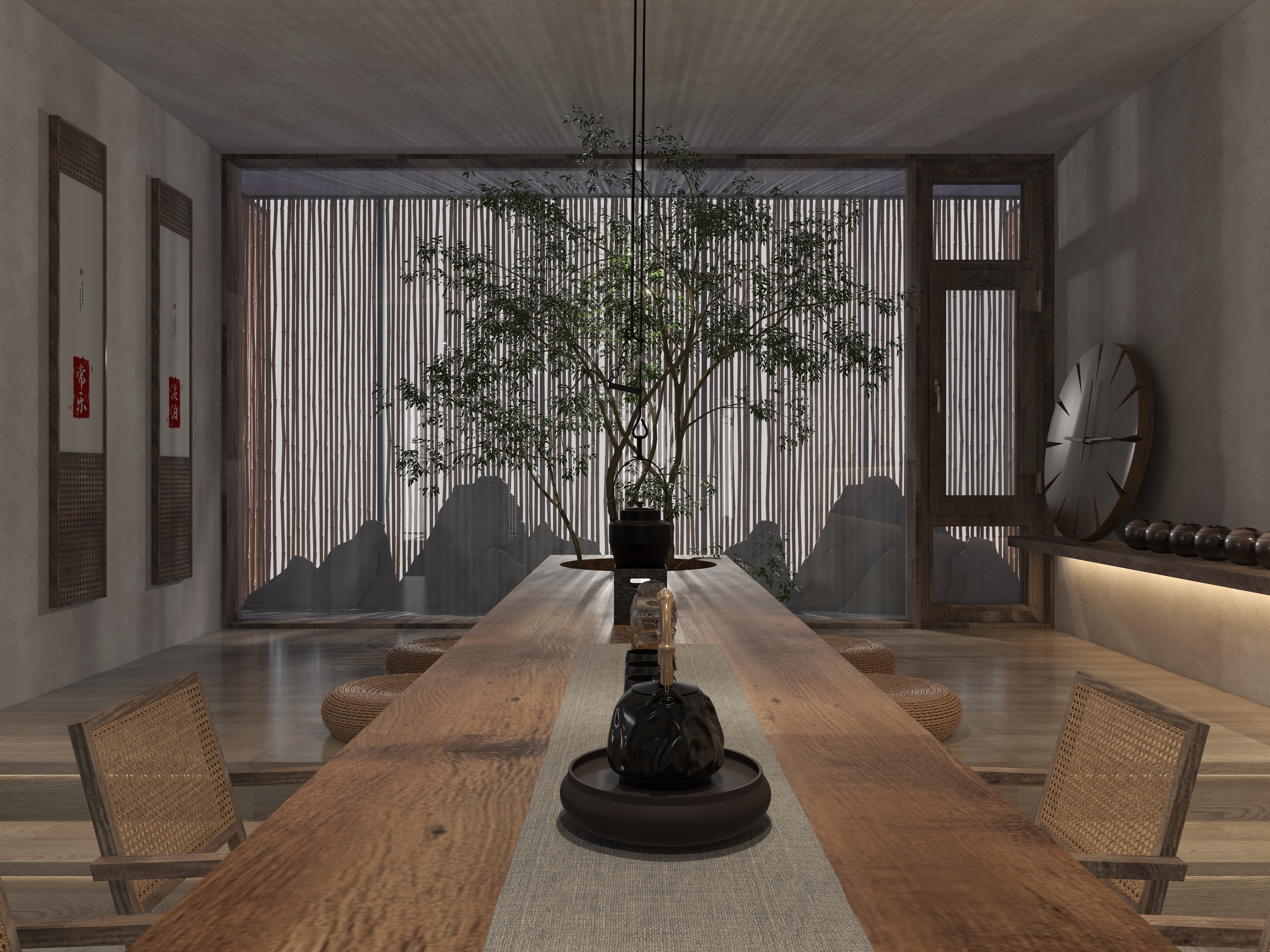 楚瑜设计-诧寂风混搭办公室一层茶室装修效果图第1张