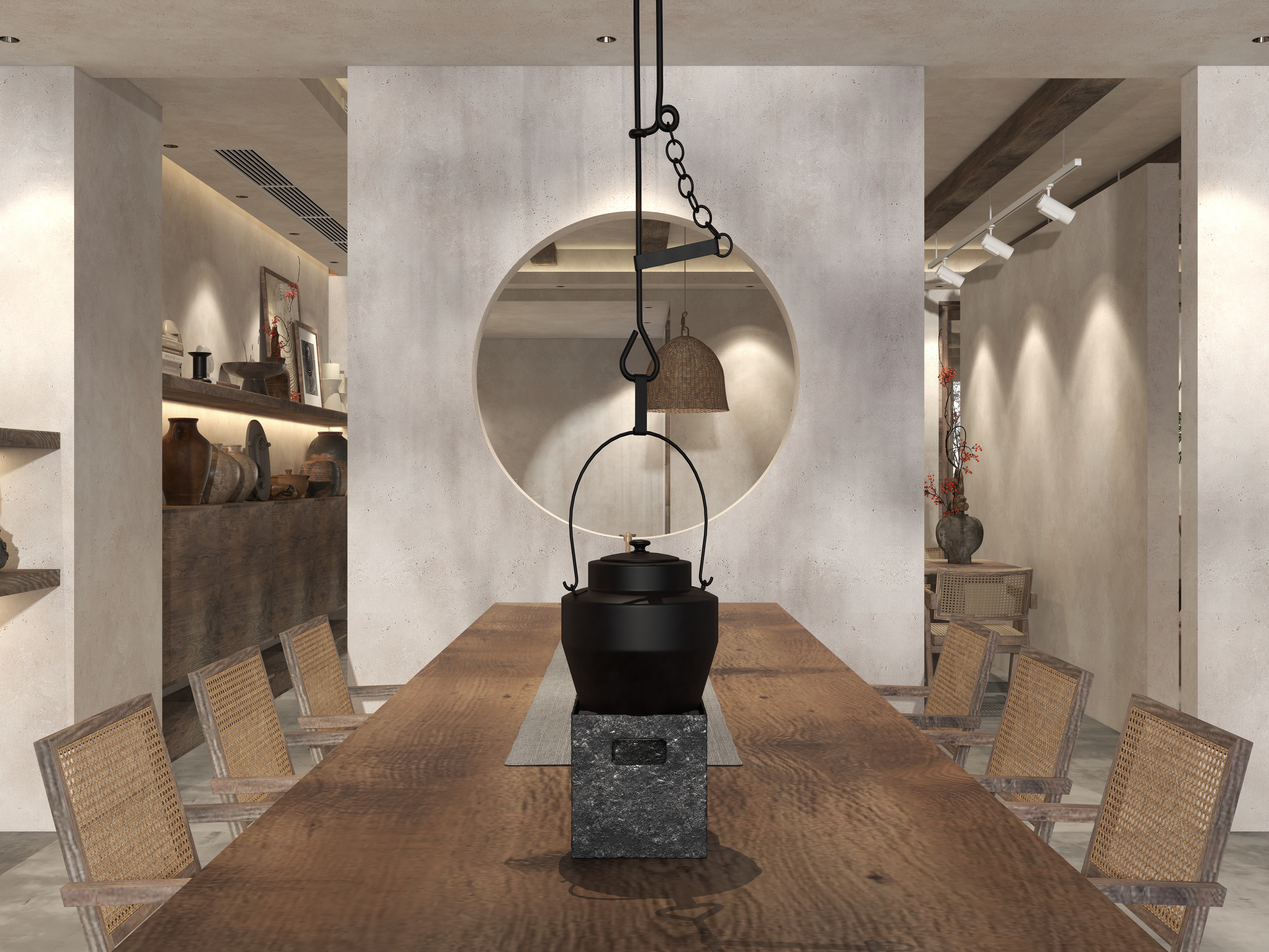 楚瑜设计-诧寂风混搭办公室一层茶室装修效果图第3张