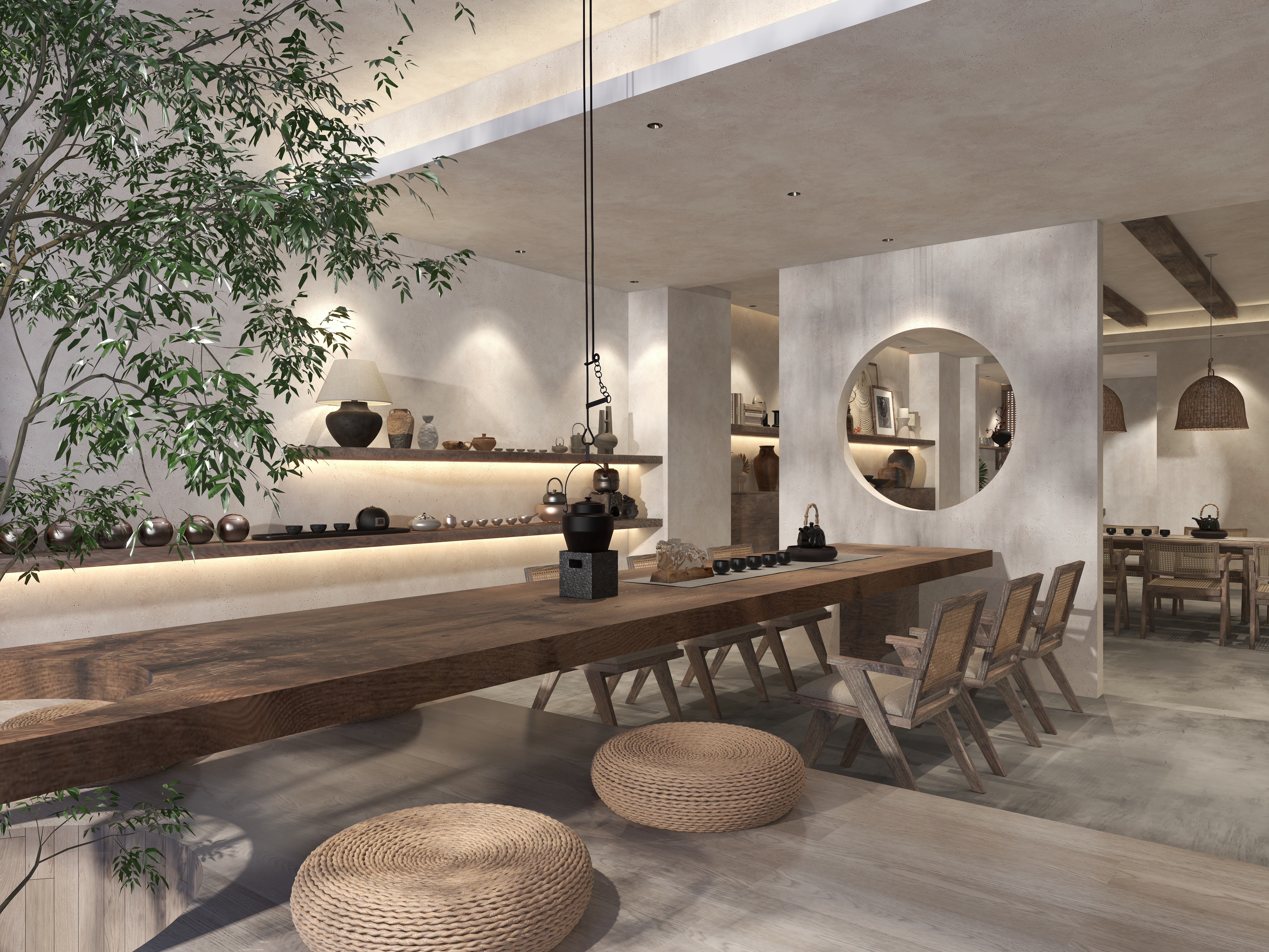 楚瑜设计-诧寂风混搭办公室一层茶室装修效果图第5张