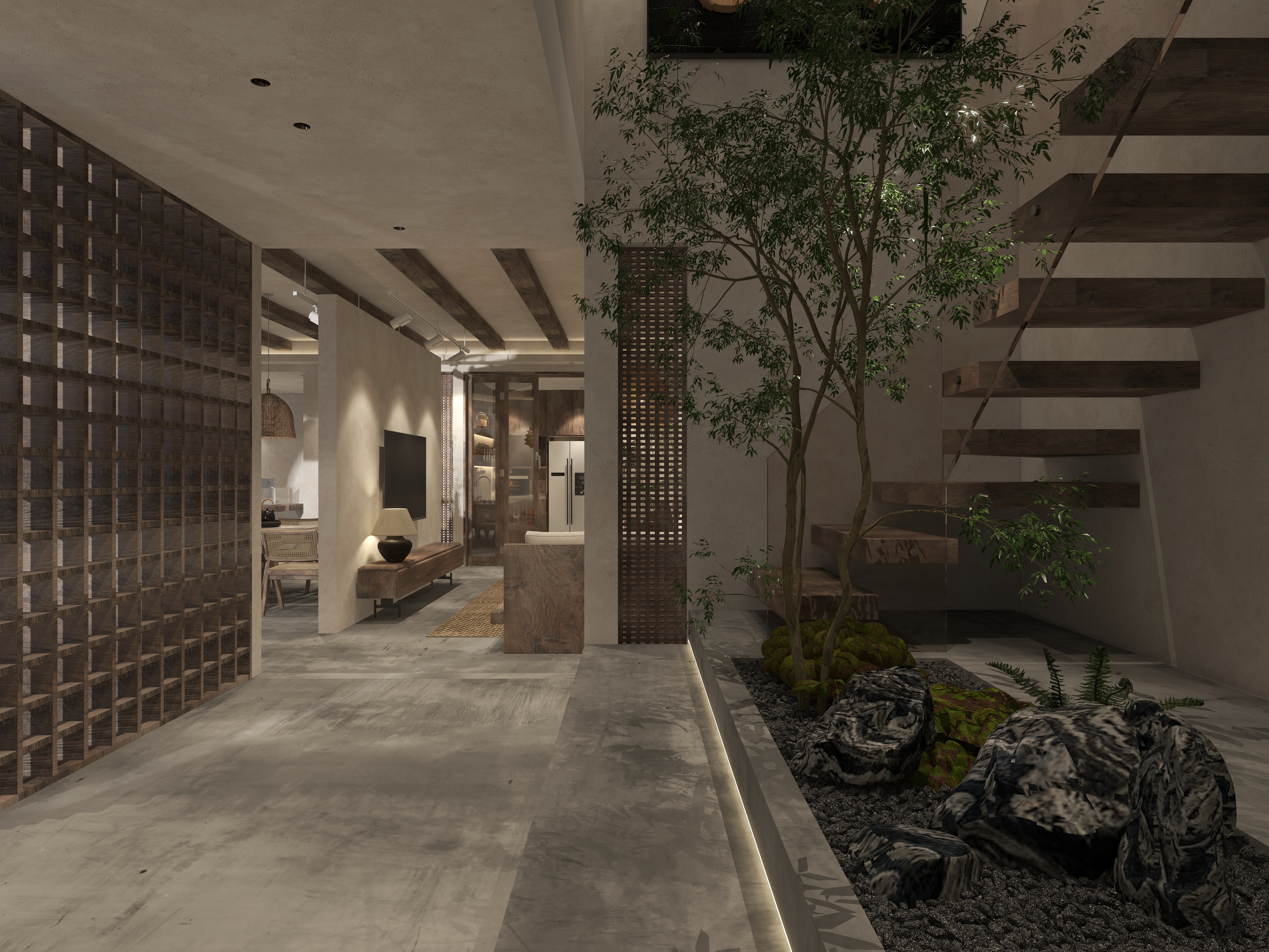 楚瑜设计-诧寂风混搭办公室一层洗手间装修效果图第1张