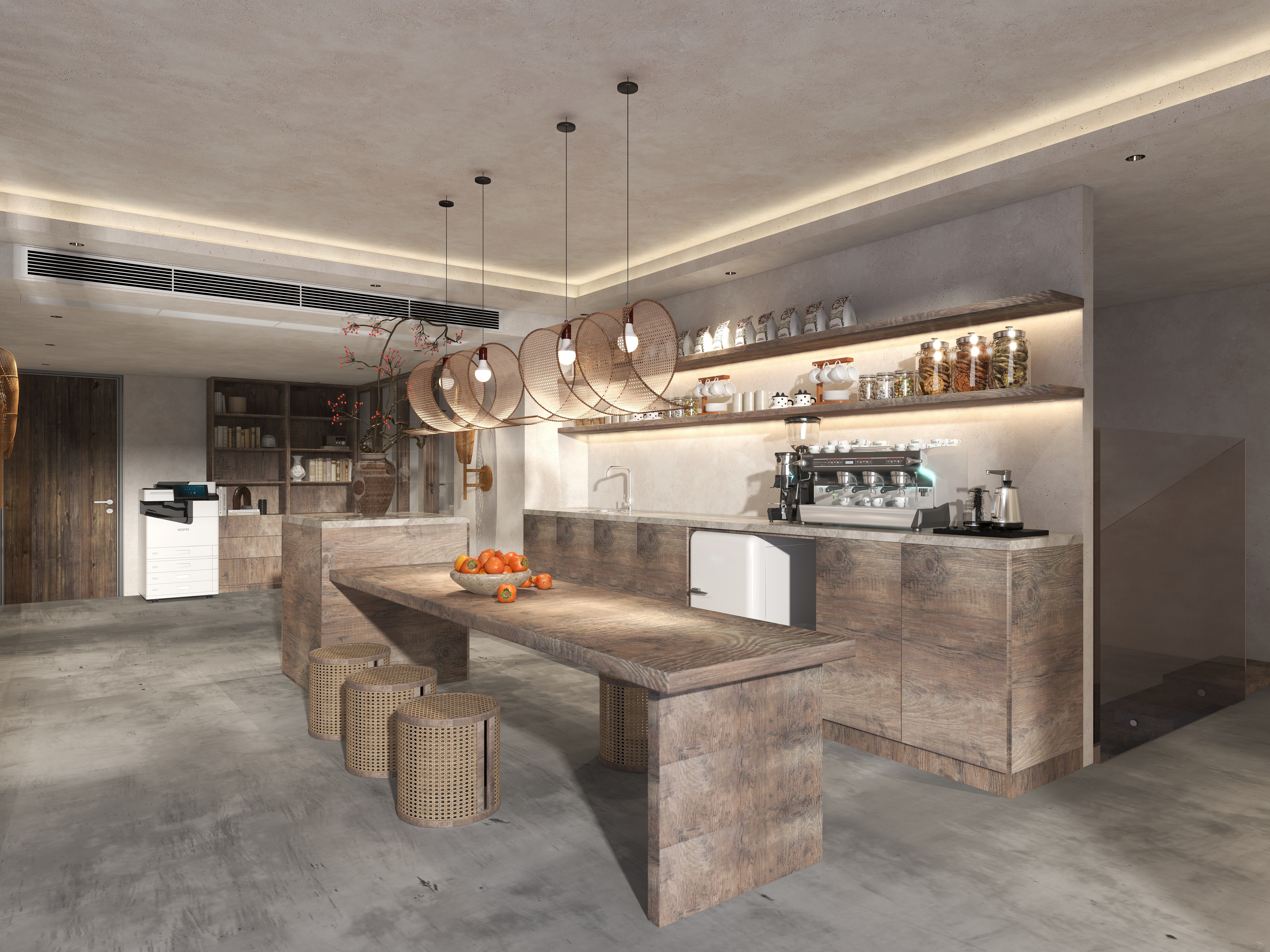 楚瑜设计-诧寂风混搭办公室二层办公区装修效果图第1张