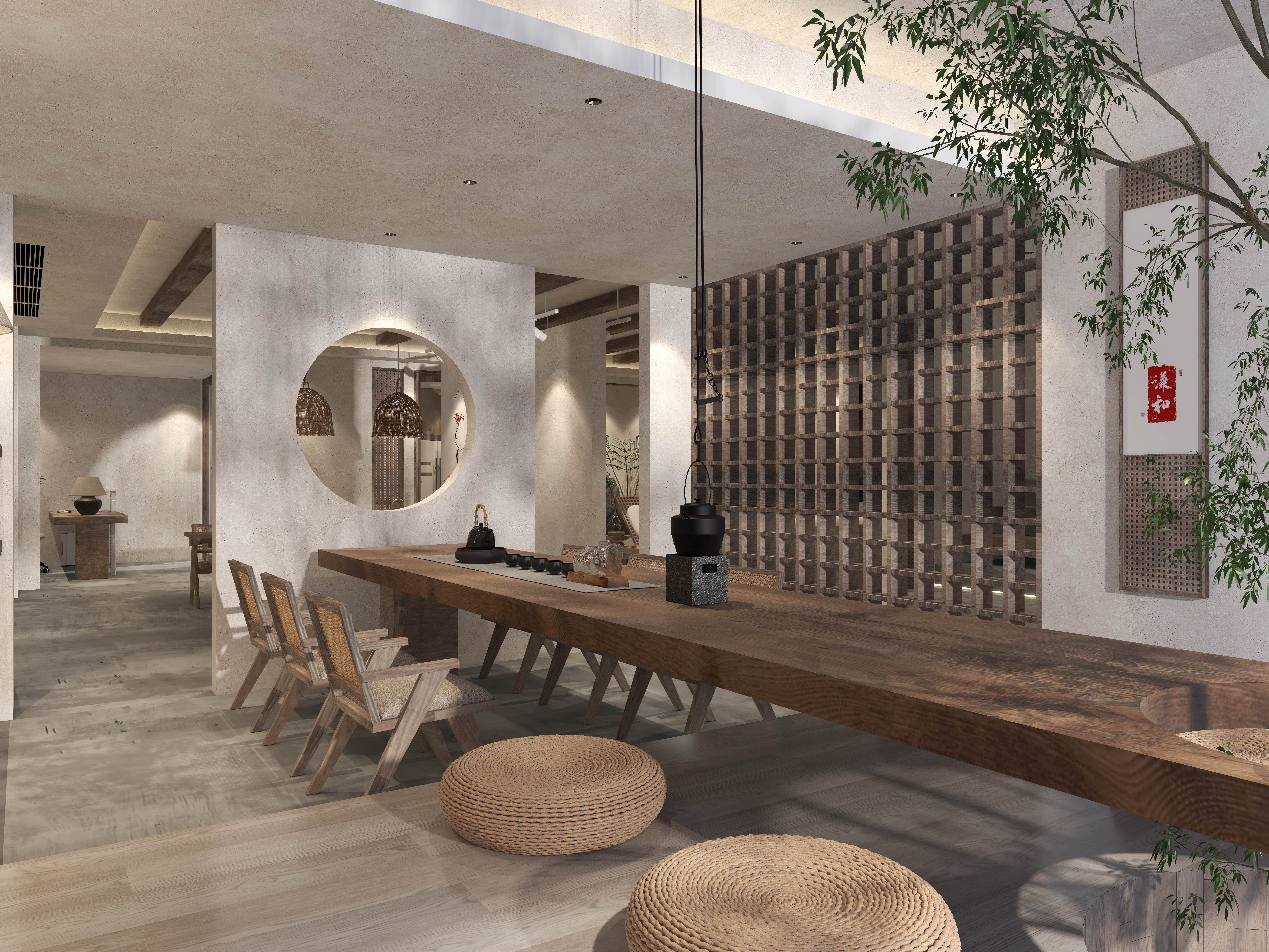 楚瑜设计-诧寂风混搭办公室一层茶室装修效果图第4张