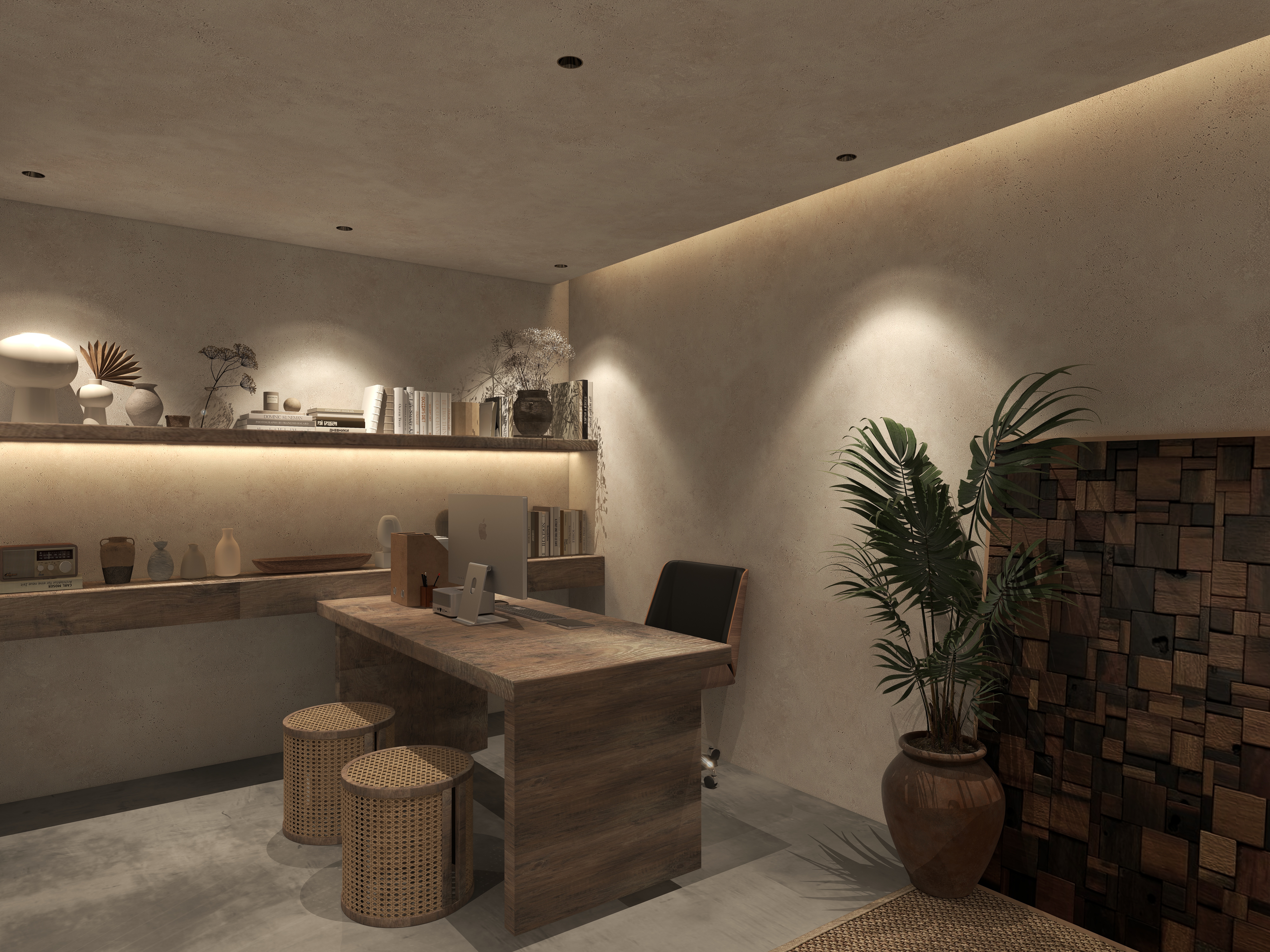 楚瑜设计-诧寂风混搭办公室二层主管办公室装修效果图第4张