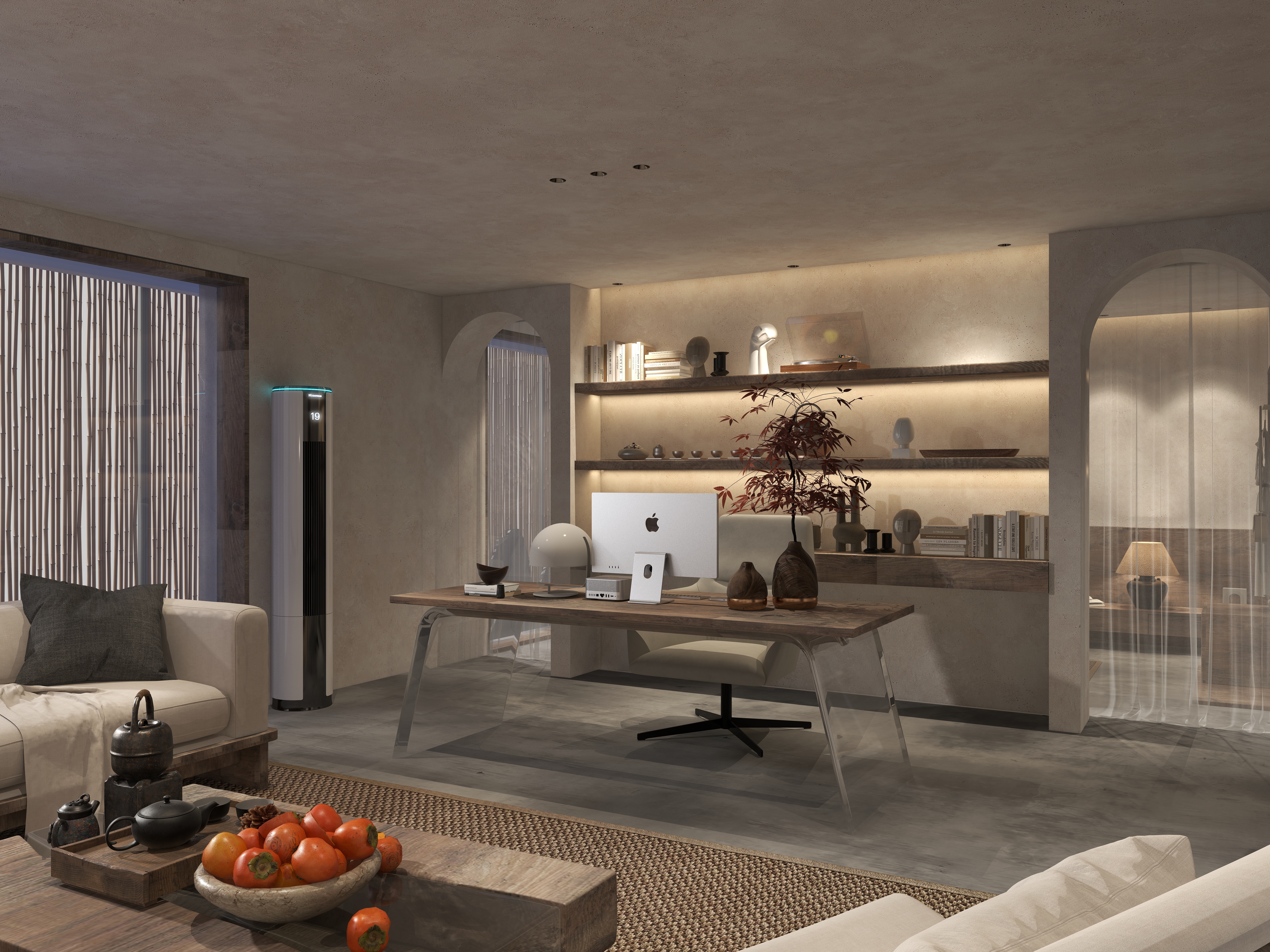 楚瑜设计-诧寂风混搭办公室二层boss办公室装修效果图第3张