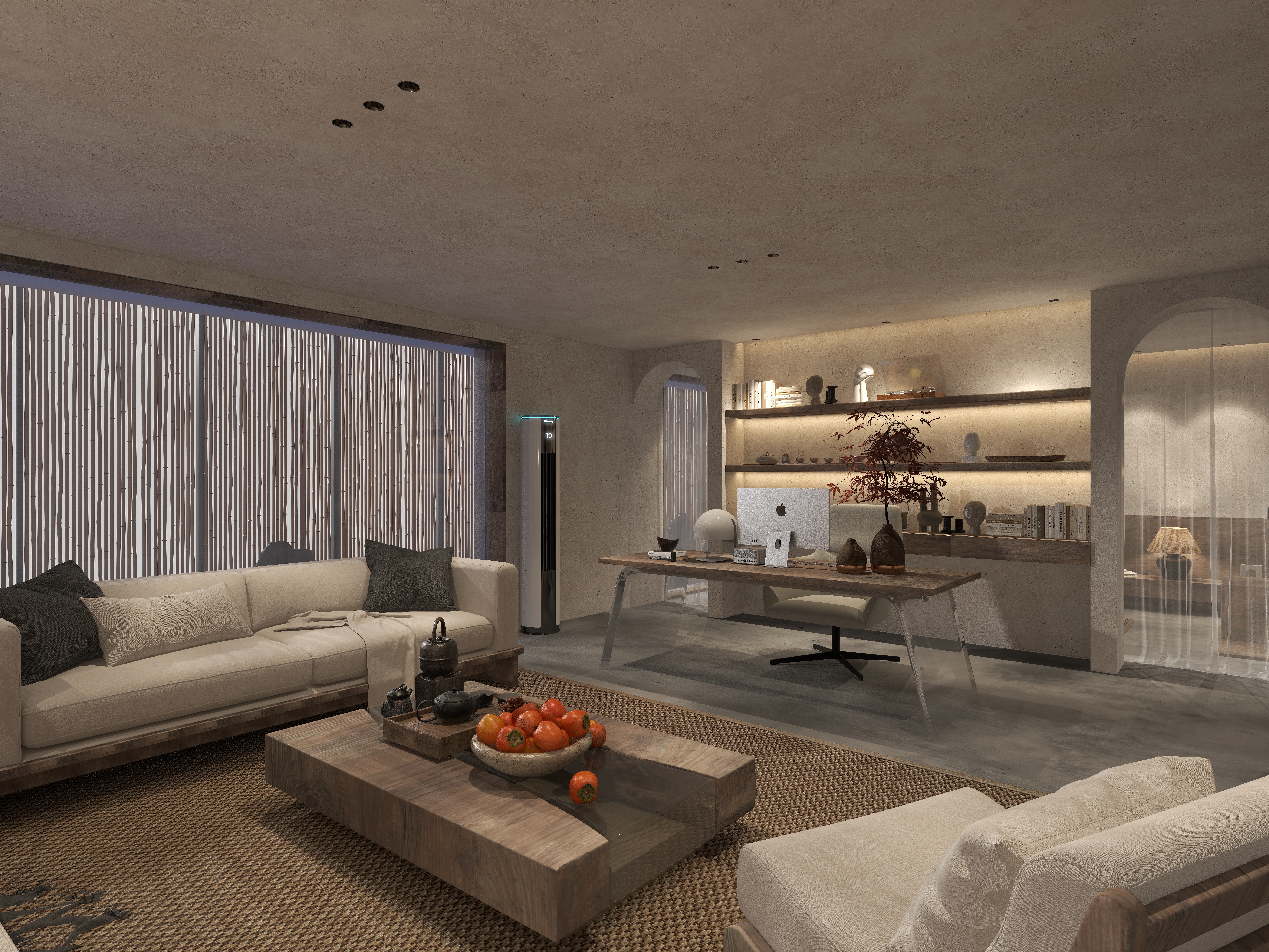 楚瑜设计-诧寂风混搭办公室二层boss办公室装修效果图第2张