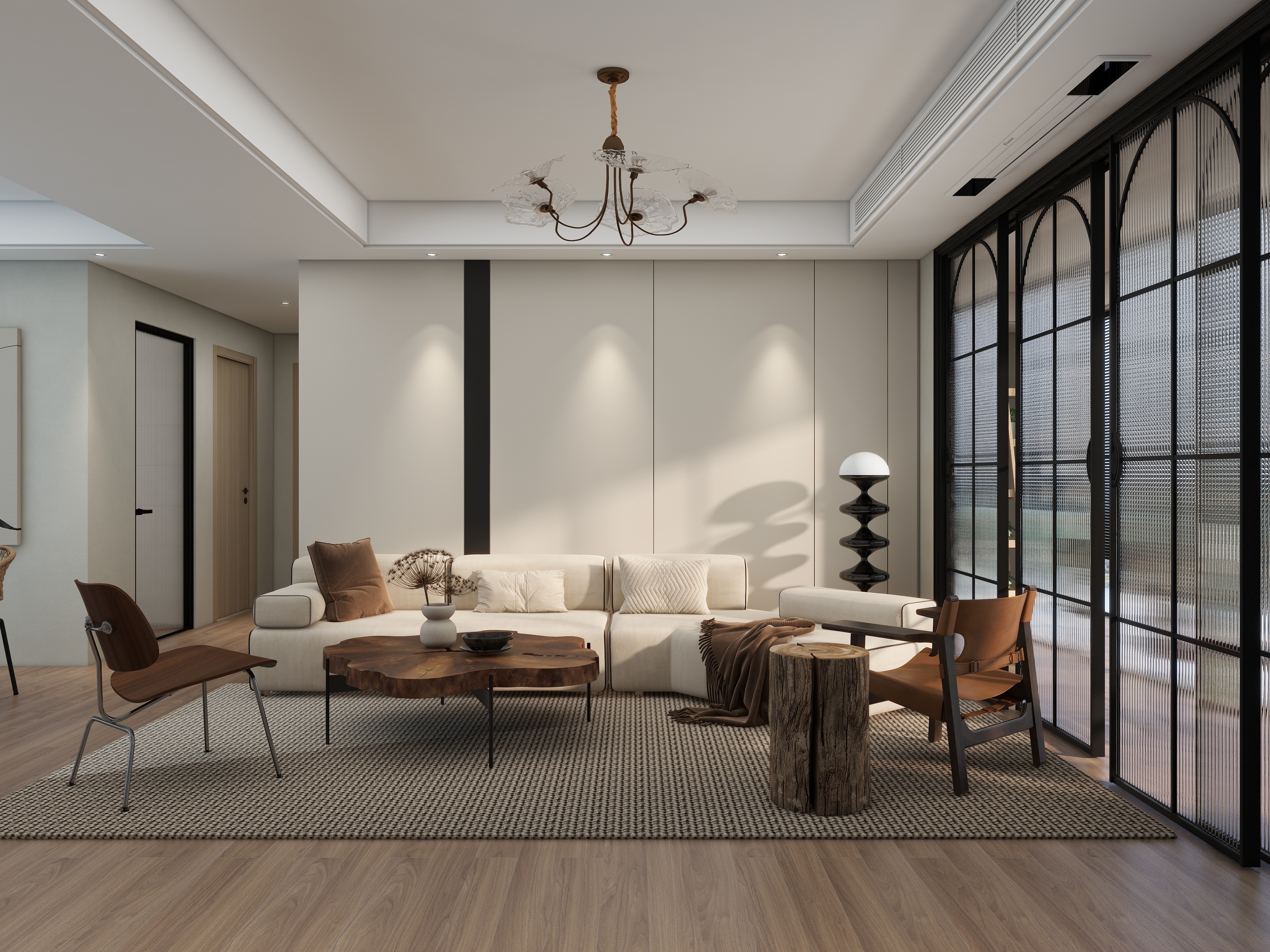 大金空调官方-【锦绣豪庭】126㎡原木侘寂风三居室装修效果图