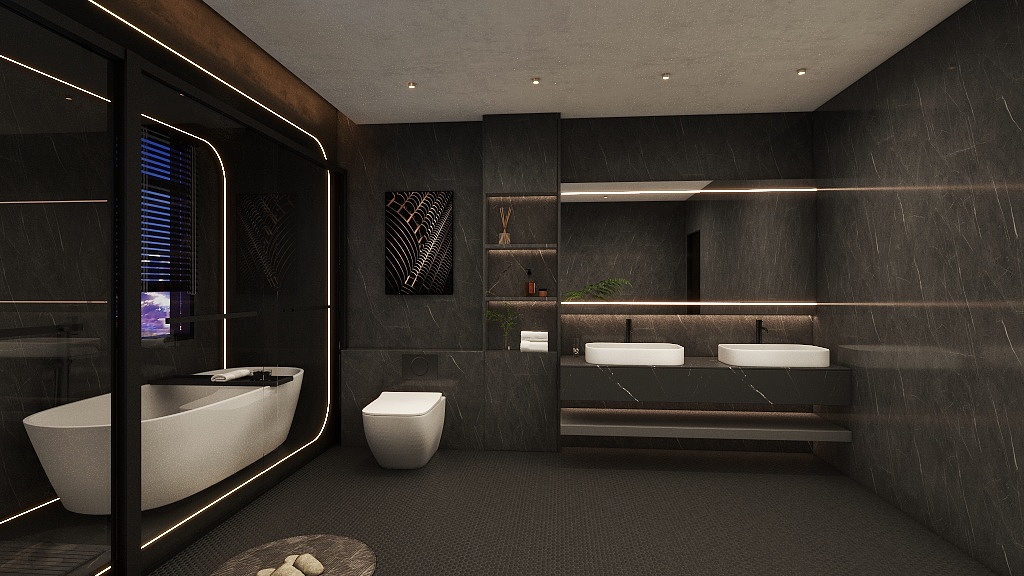 凌辉.-暗黑系卧室卫生间书房-装修设计方案