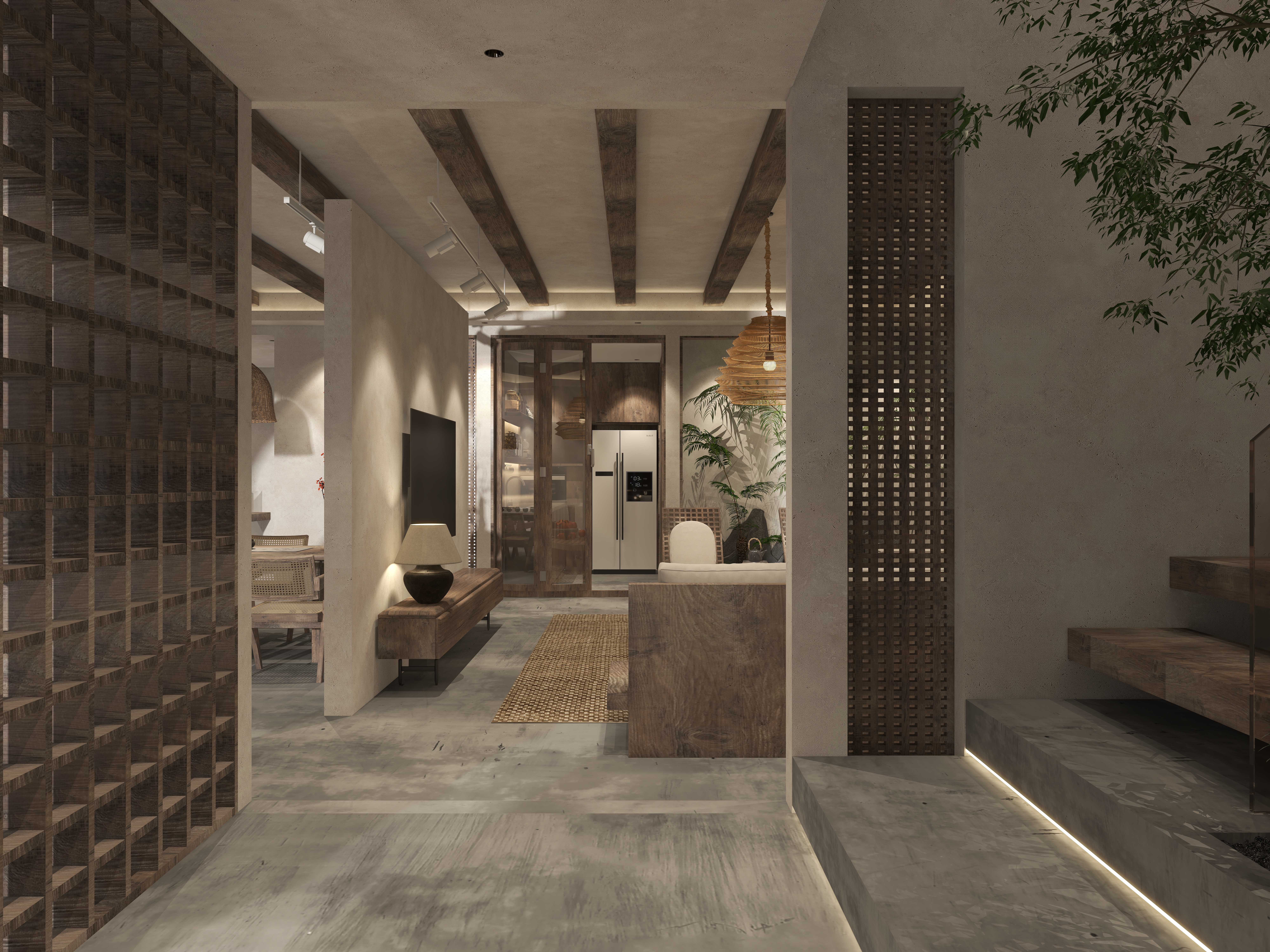 楚瑜设计-诧寂风混搭办公室一层楼梯间装修效果图第3张