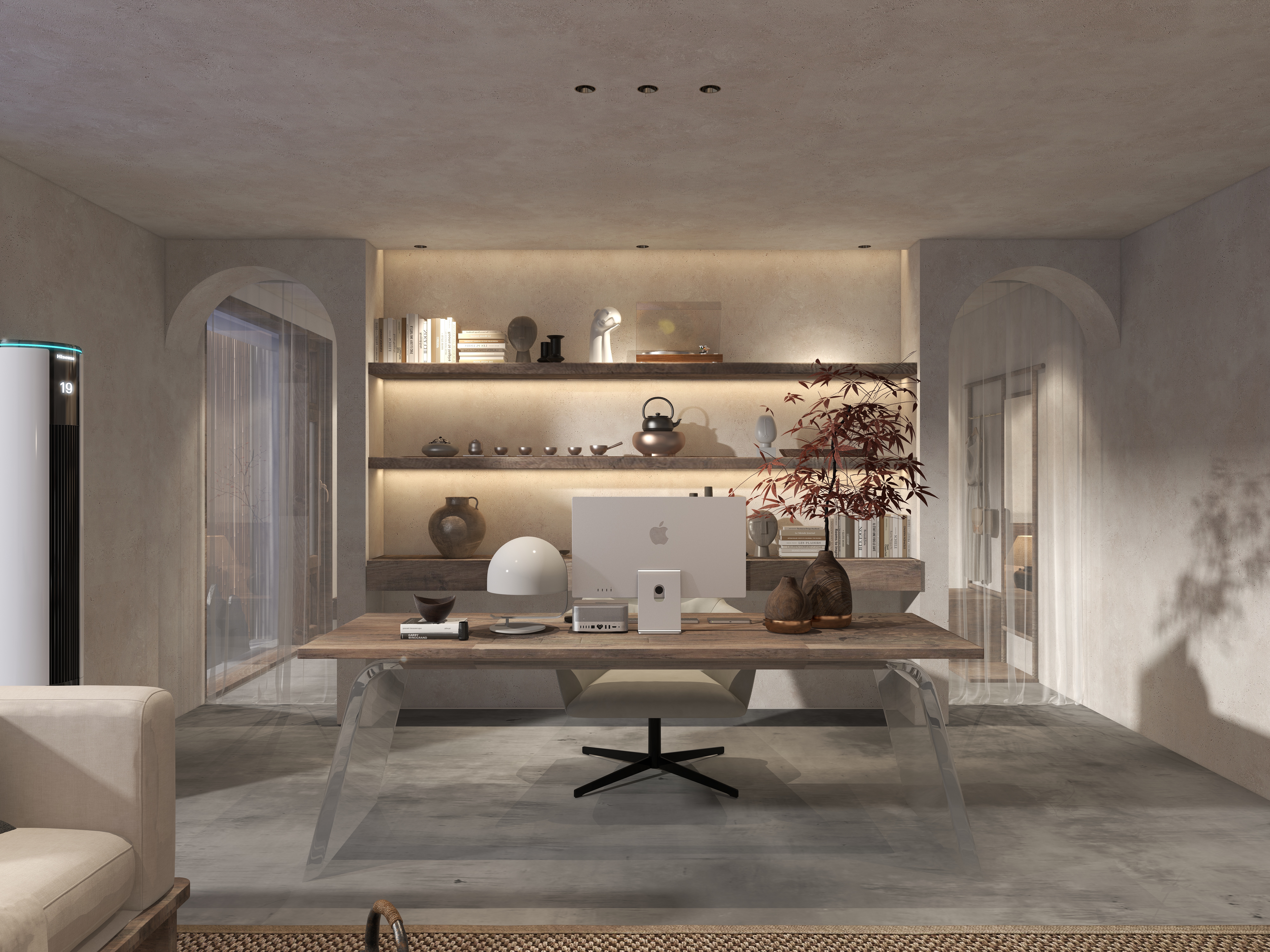 楚瑜设计-诧寂风混搭办公室二层boss办公室装修效果图第1张