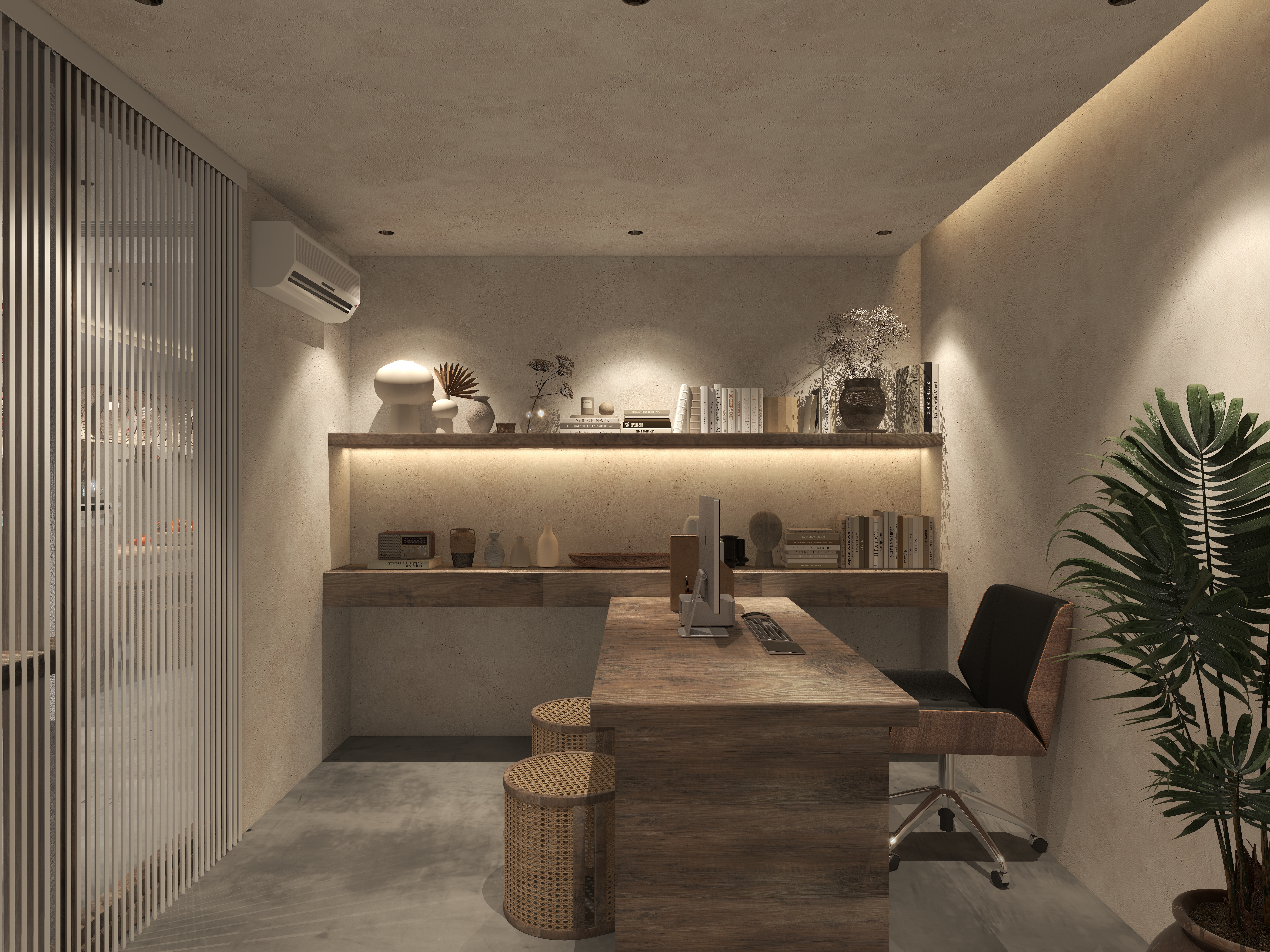 楚瑜设计-诧寂风混搭办公室二层主管办公室装修效果图第2张