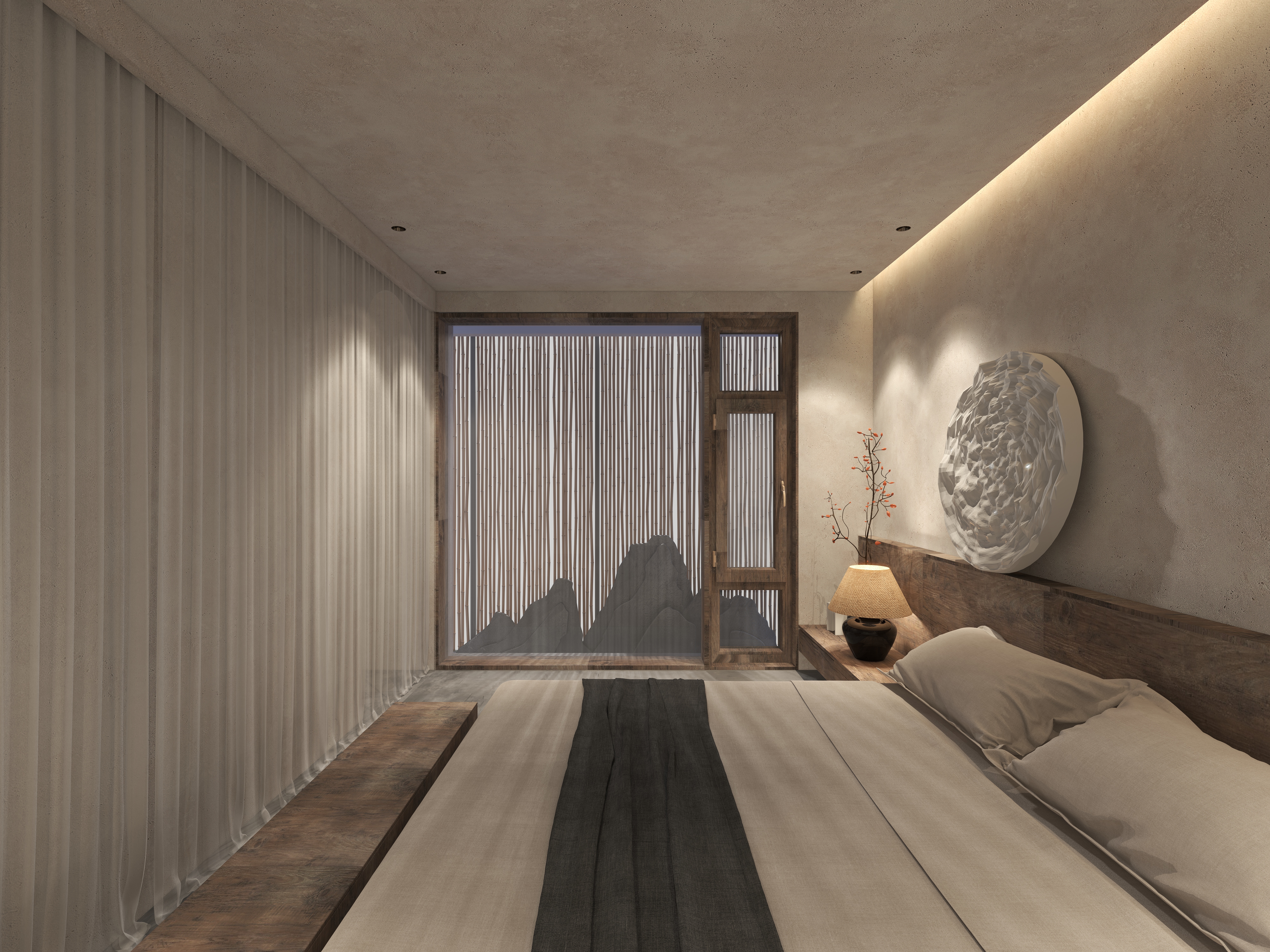 楚瑜设计-诧寂风混搭办公室二层休息室装修效果图第3张