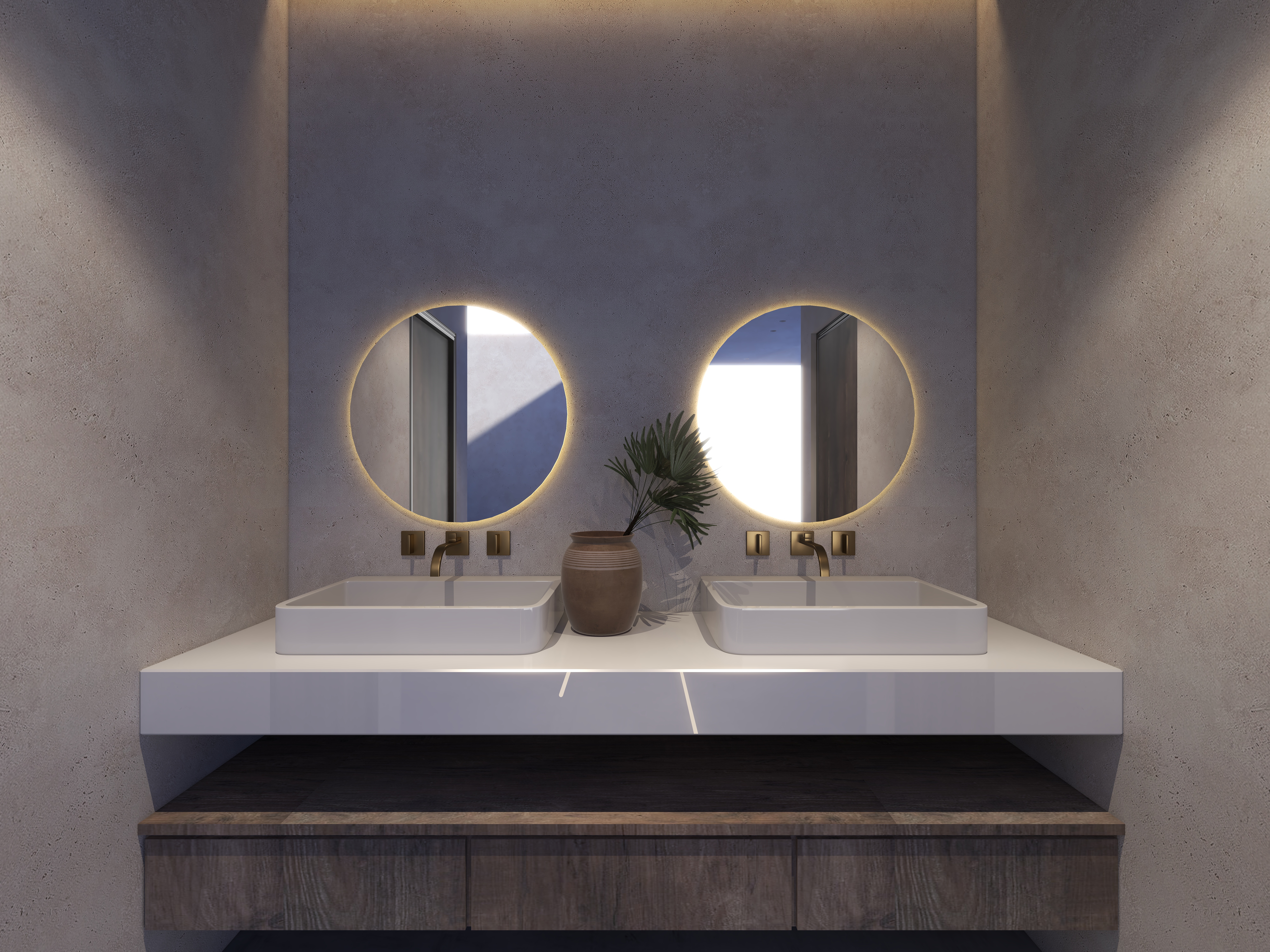 楚瑜设计-诧寂风混搭办公室一层洗手间装修效果图第2张