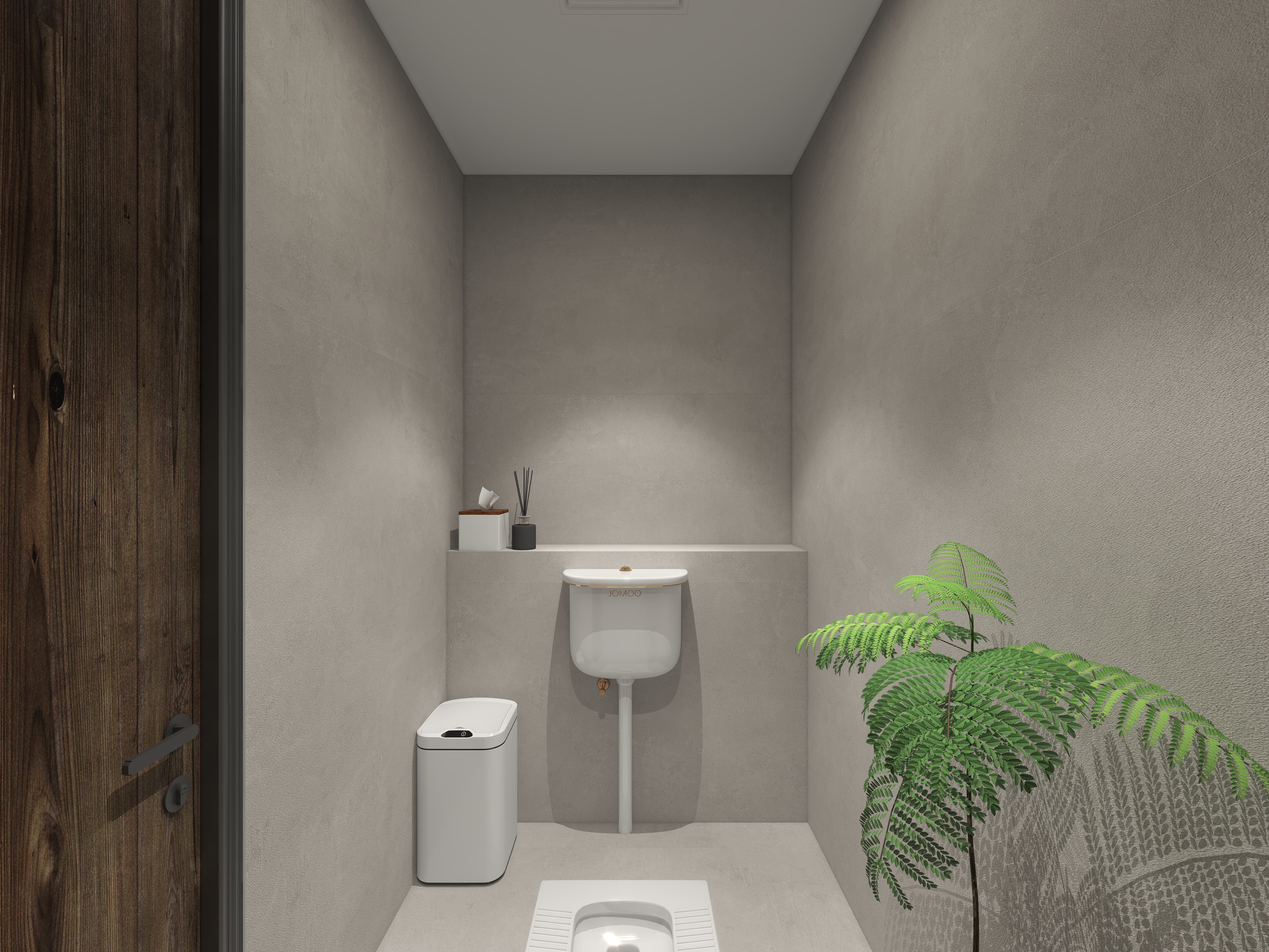 楚瑜设计-诧寂风混搭办公室一层卫生间B装修效果图第1张