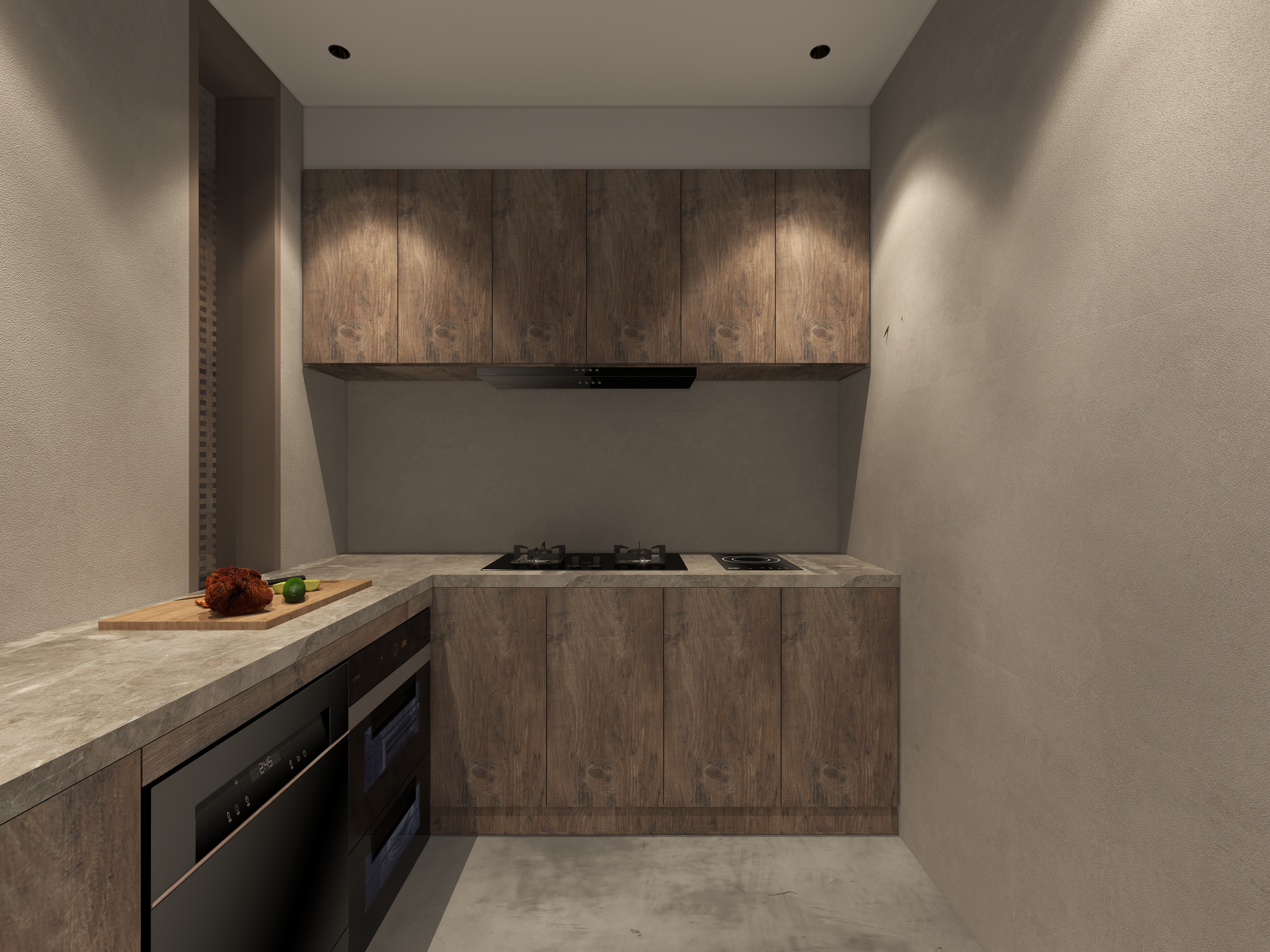 楚瑜设计-诧寂风混搭办公室一层厨房装修效果图第2张