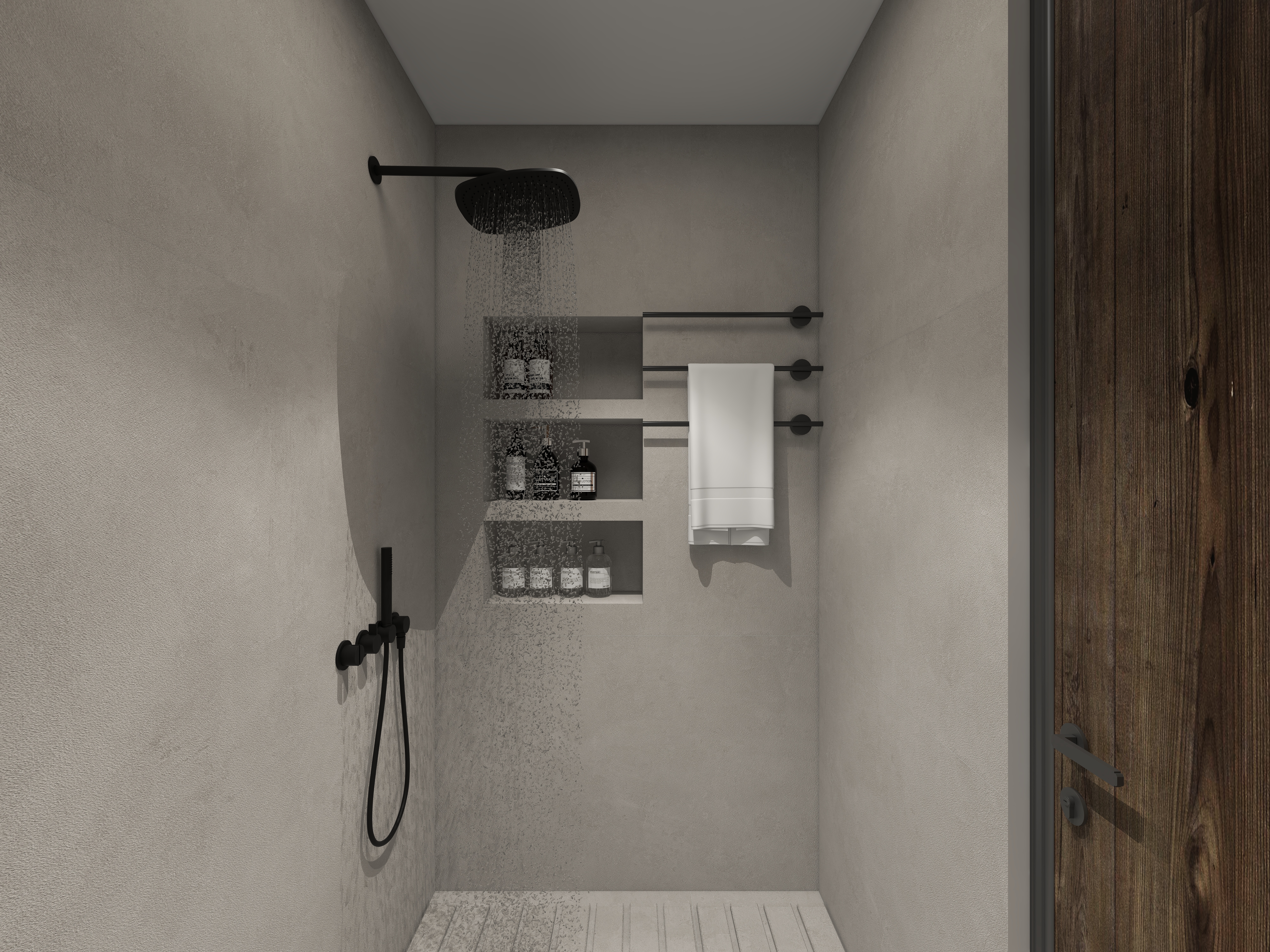 楚瑜设计-诧寂风混搭办公室一层卫生间A（boss专用）装修效果图第2张