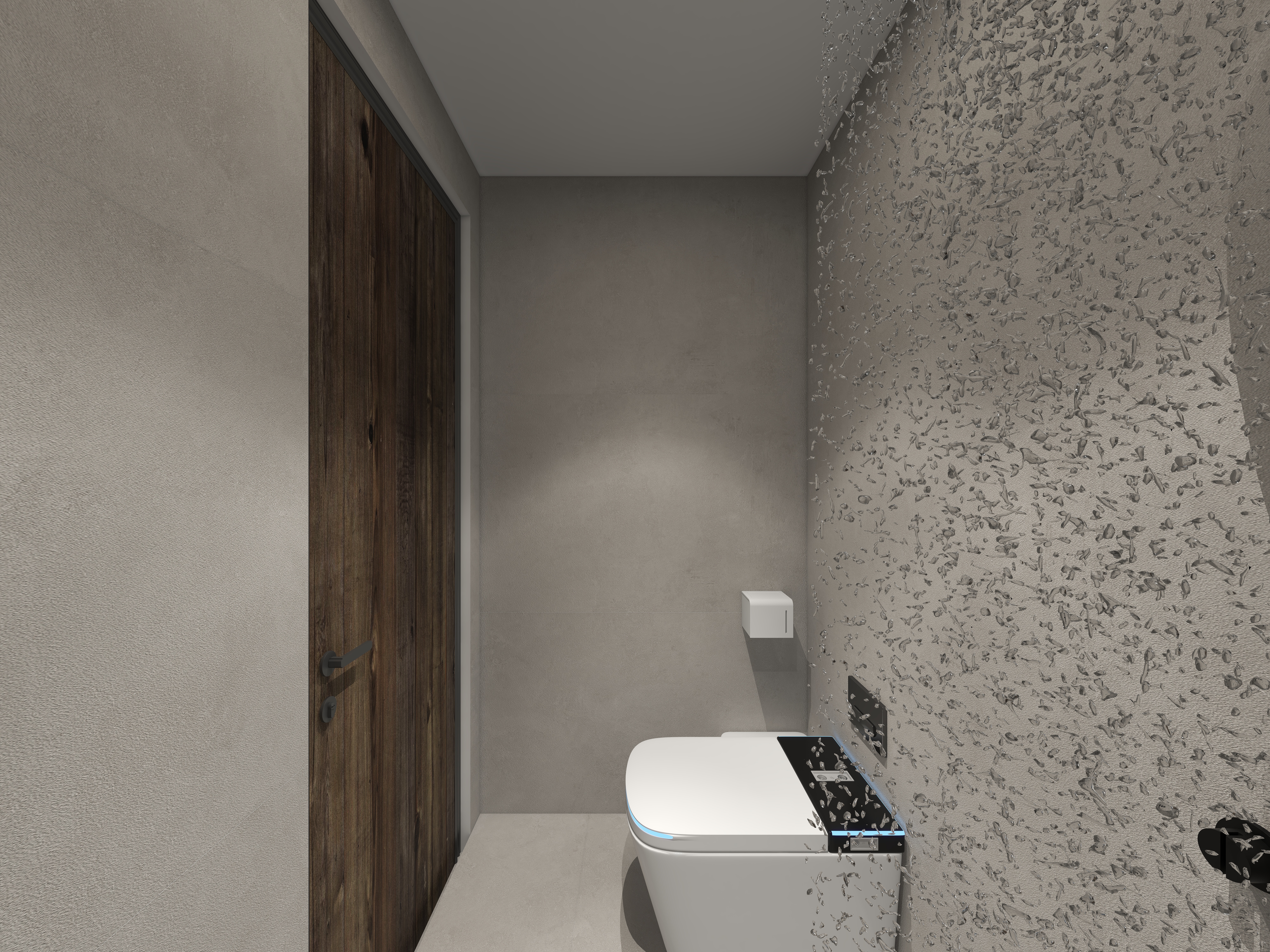 楚瑜设计-诧寂风混搭办公室一层卫生间A（boss专用）装修效果图第1张