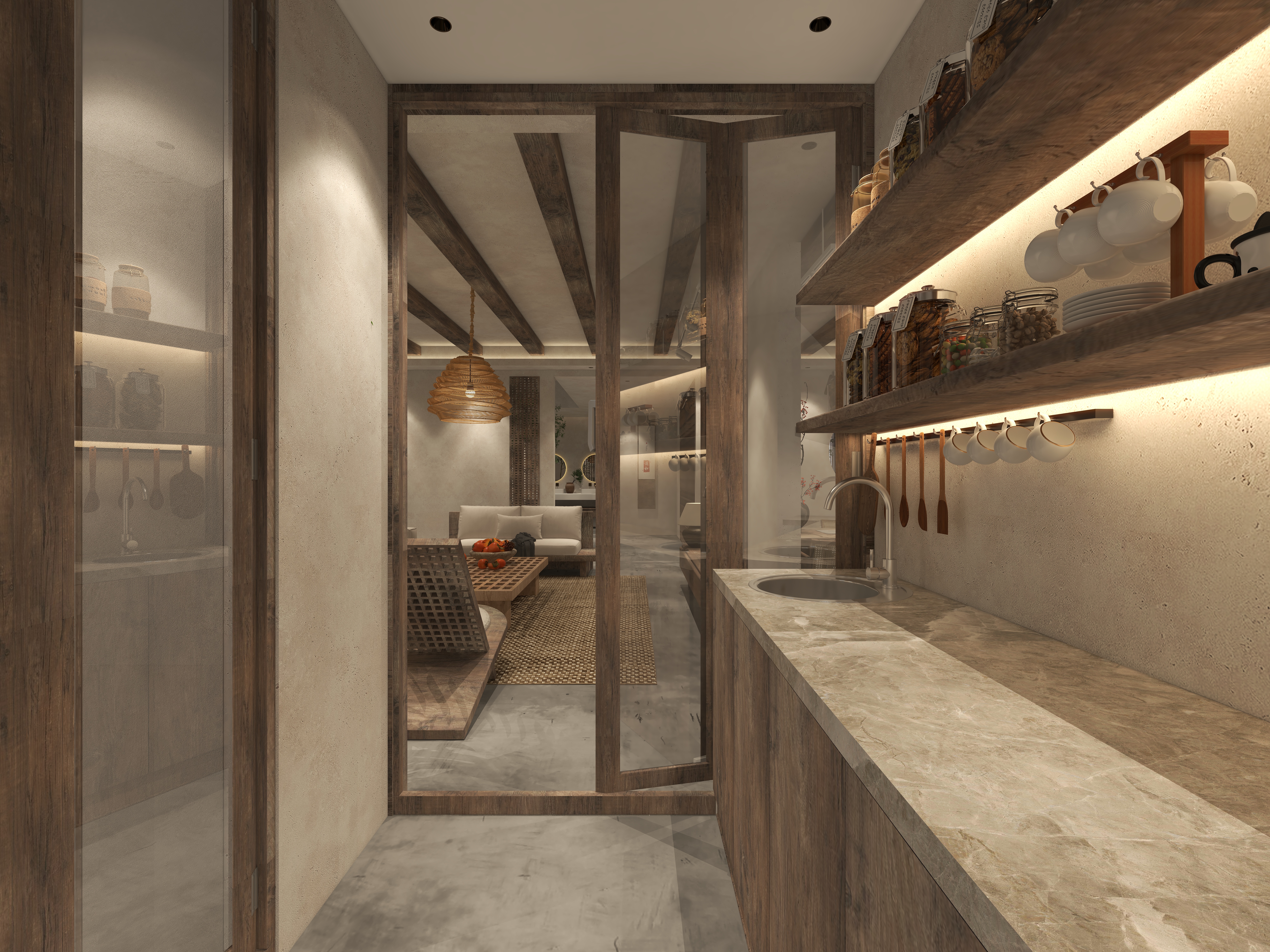 楚瑜设计-诧寂风混搭办公室一层茶水间装修效果图第1张