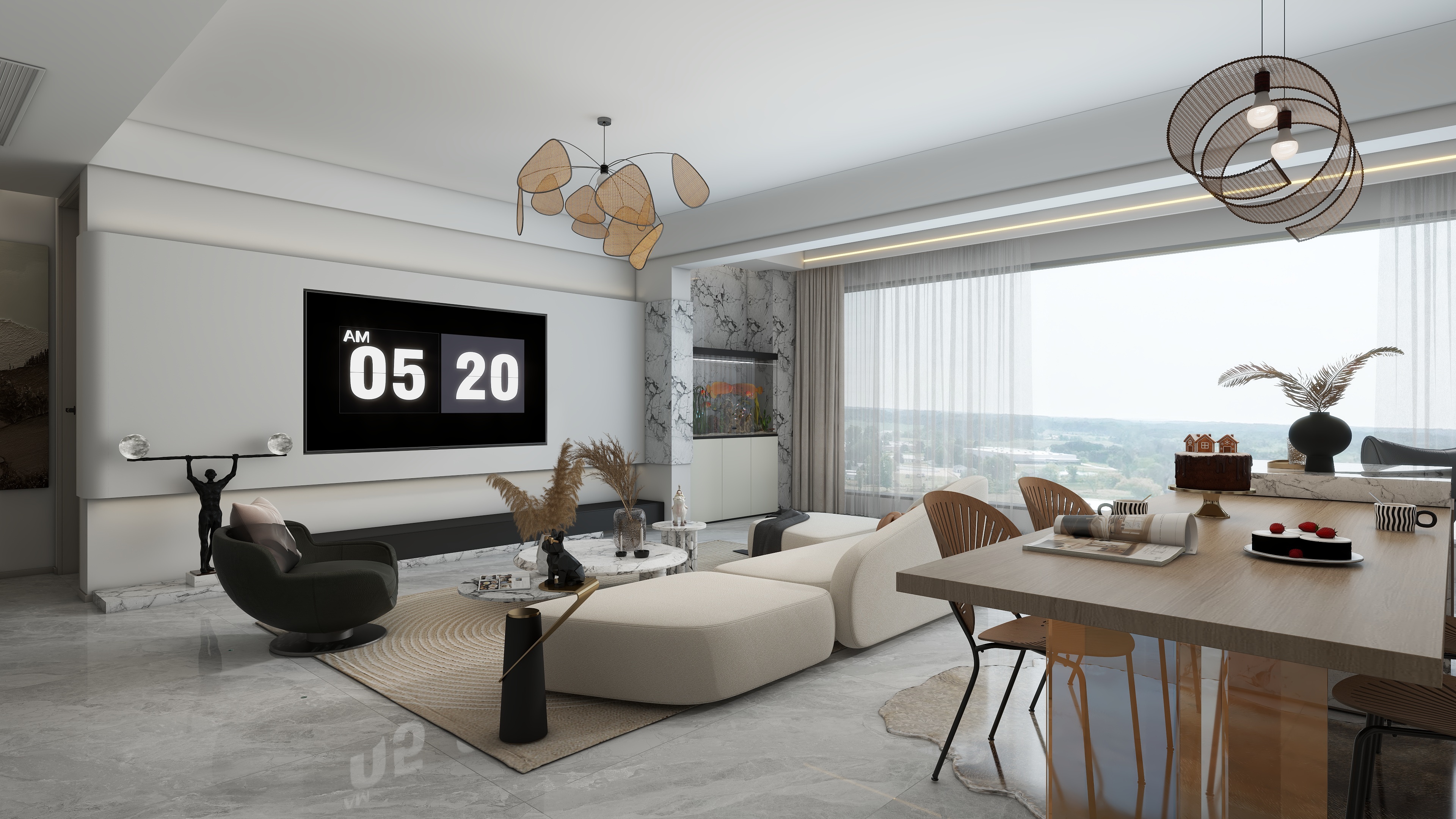 齐有贤-现代侘寂混搭绵阳锦绣玺岸147㎡4室装修效果图