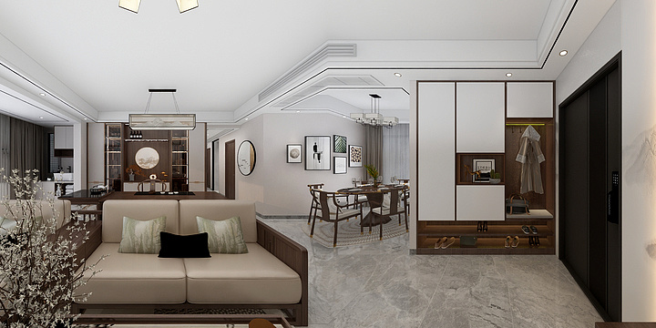 风之言-建发·和玺01房129平四居室新中式-装修设计方案