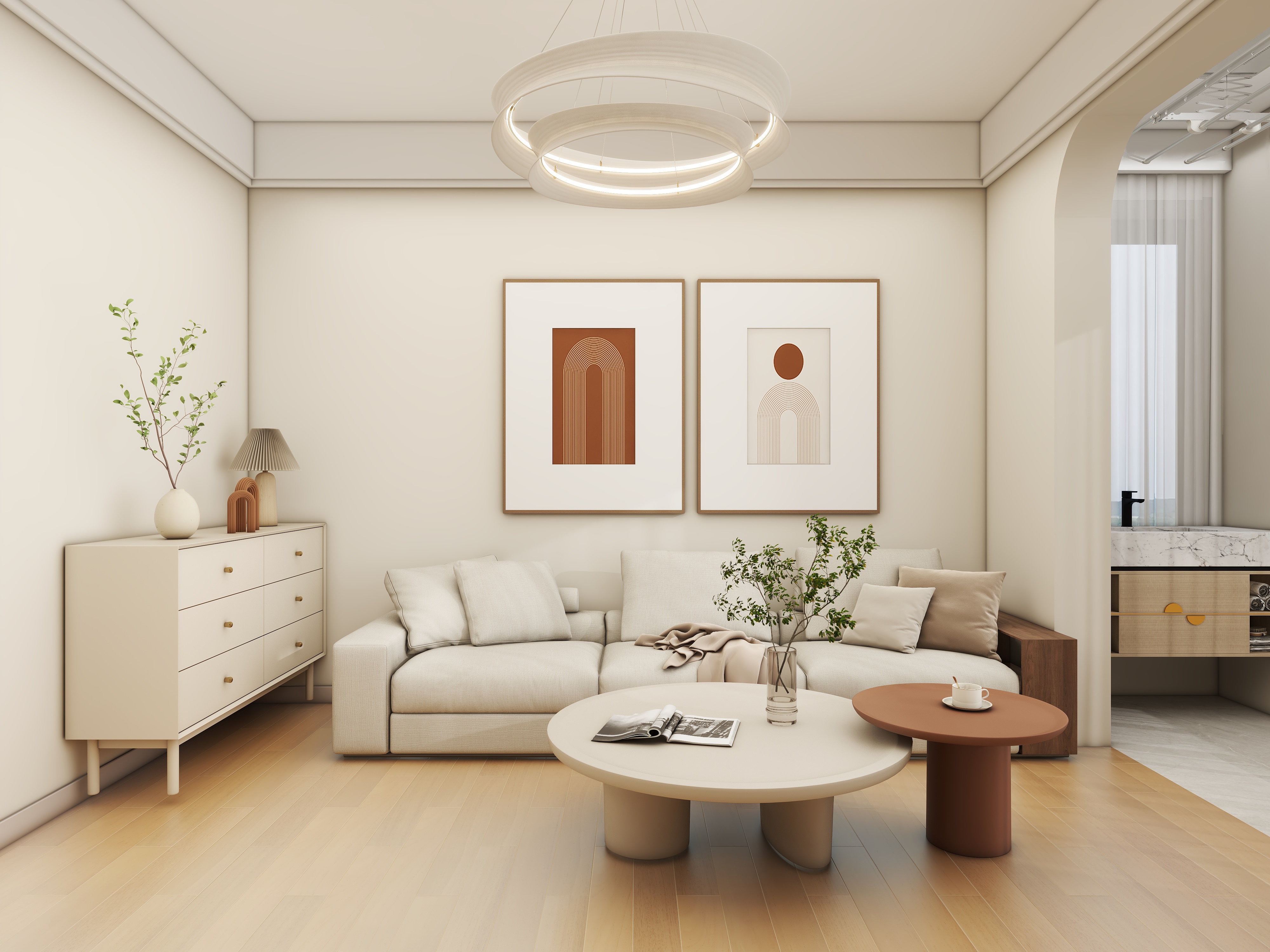 壹诺设计工作室-87㎡2室-现代简约装修效果图