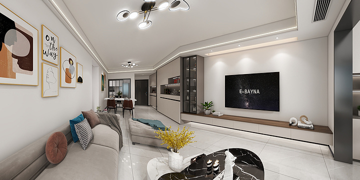 Modern Minimalist Living Room with Art Accents