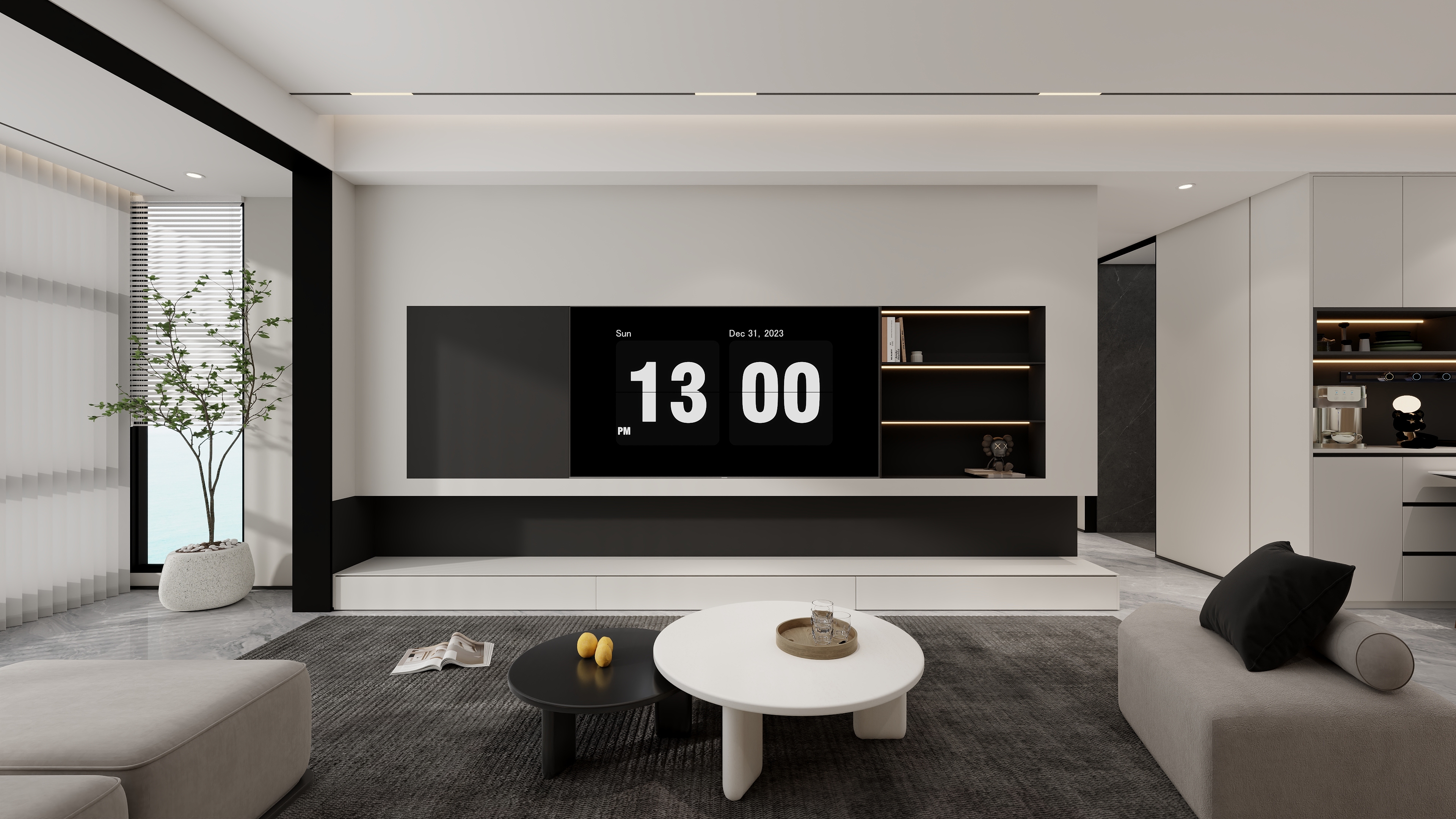 设计师丨胡月平-现代意式极简114㎡3室装修效果图