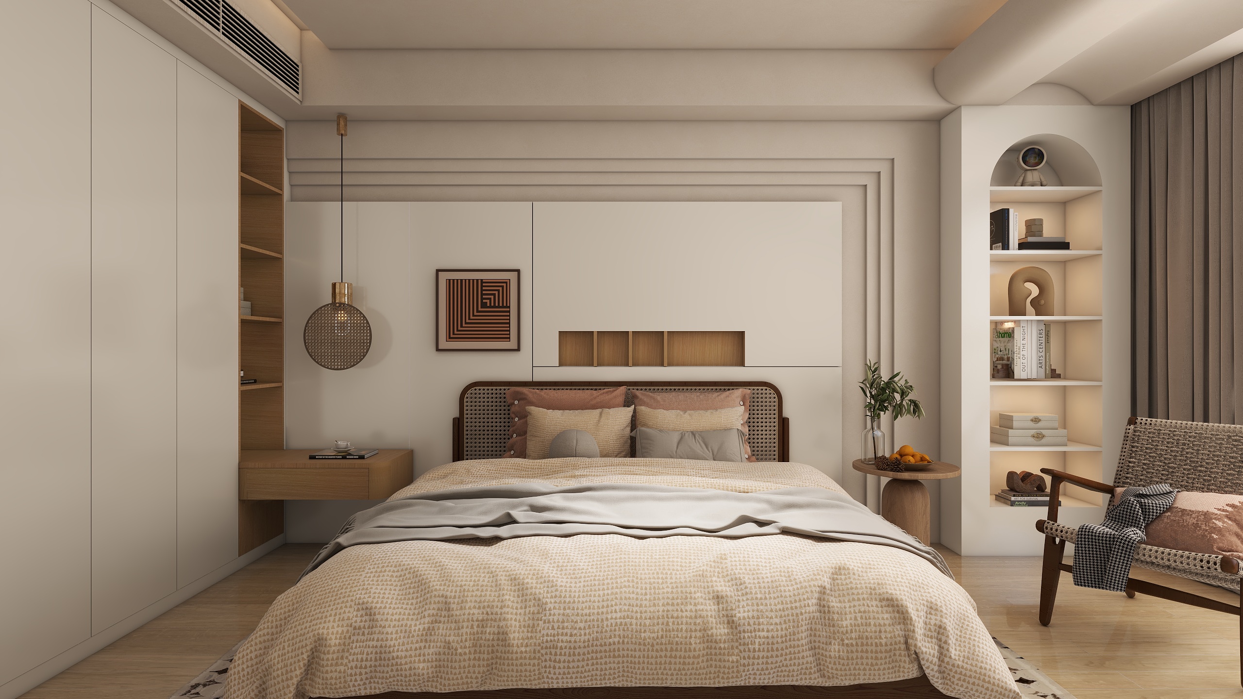 米岚岚春天-23平米侘寂风主卧-装修设计方案