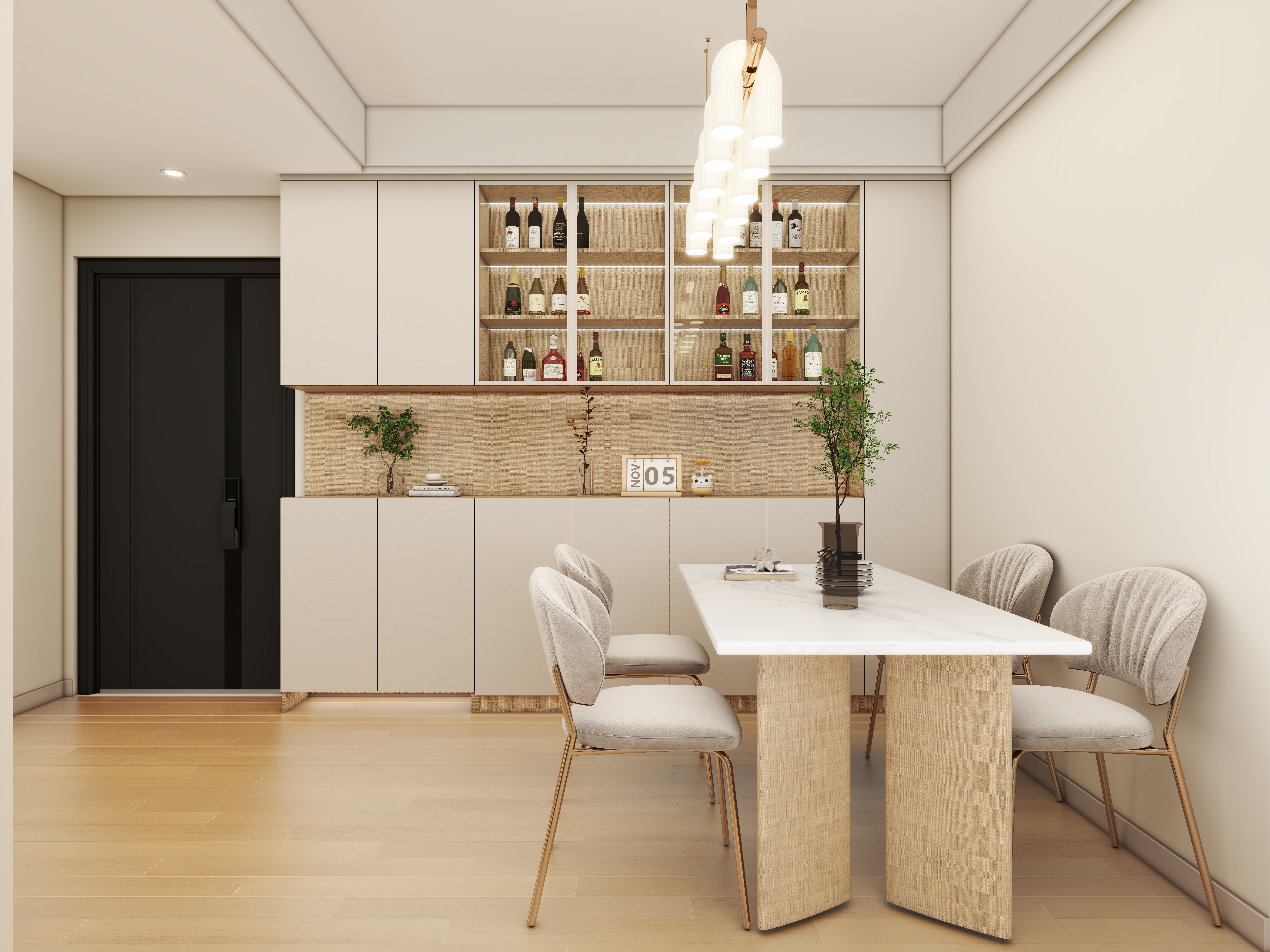 壹诺设计工作室-89㎡2室-原木风装修效果图