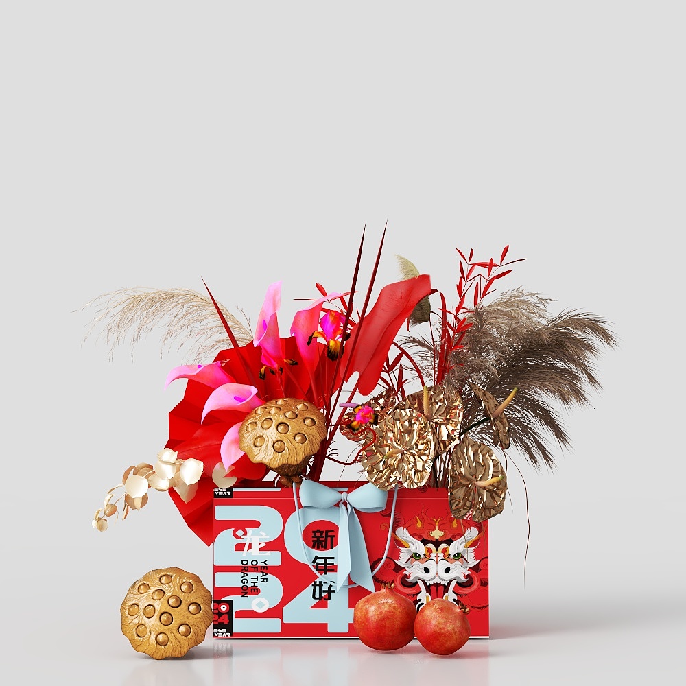 新年桌花装饰摆件