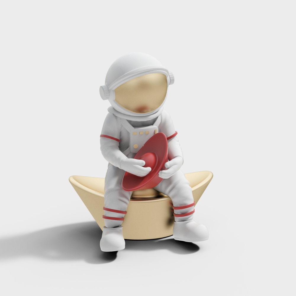 宇航员元宝雕塑摆件