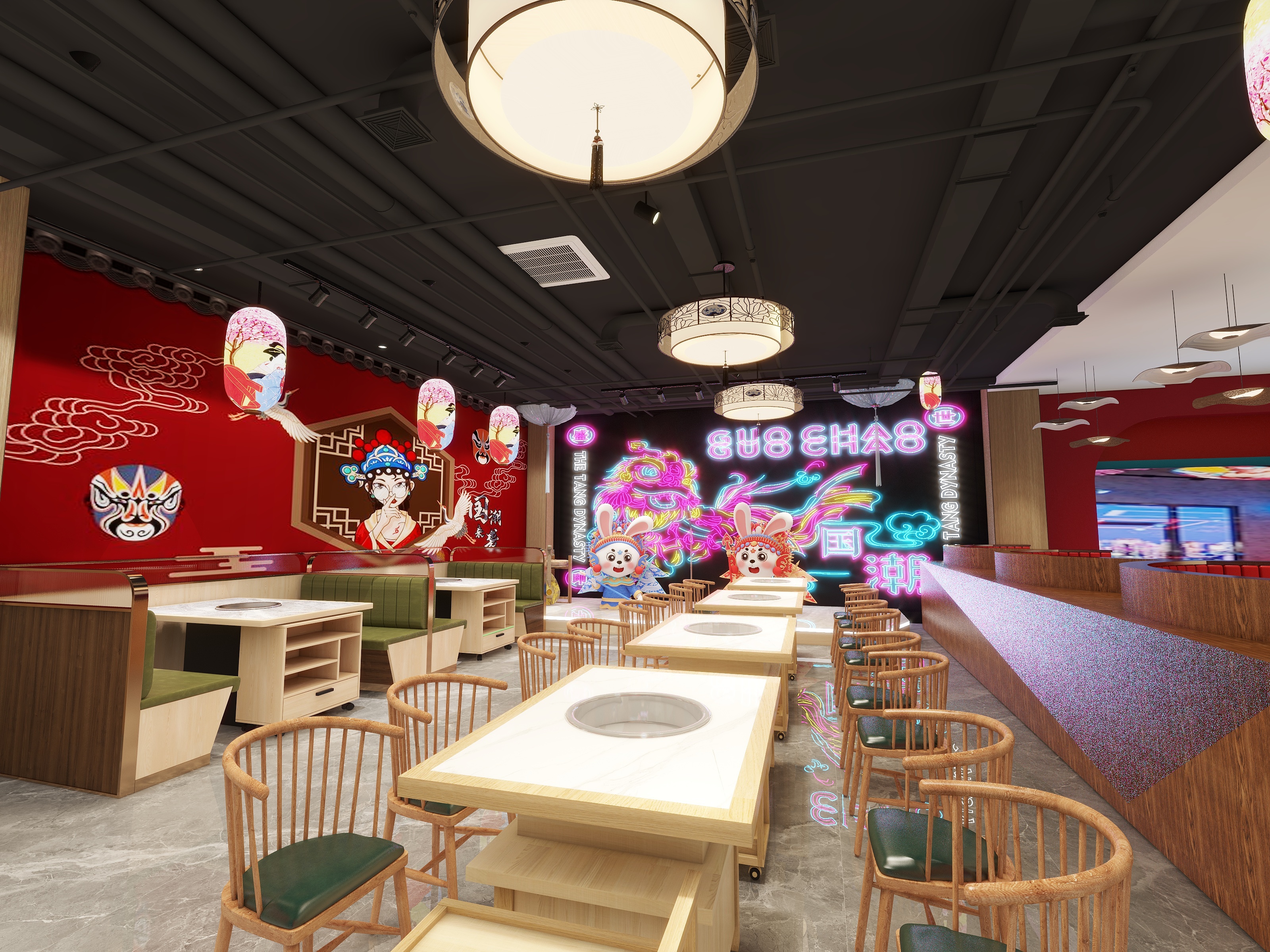 布蕾脆脆奶芙丫-国朝火锅店装修效果图