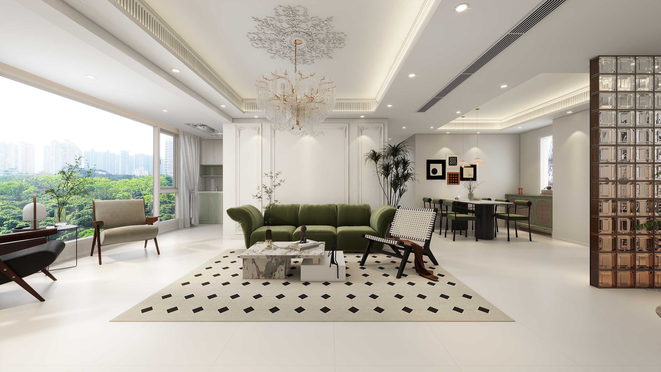 李青越-130方法式风格五居室装修效果图