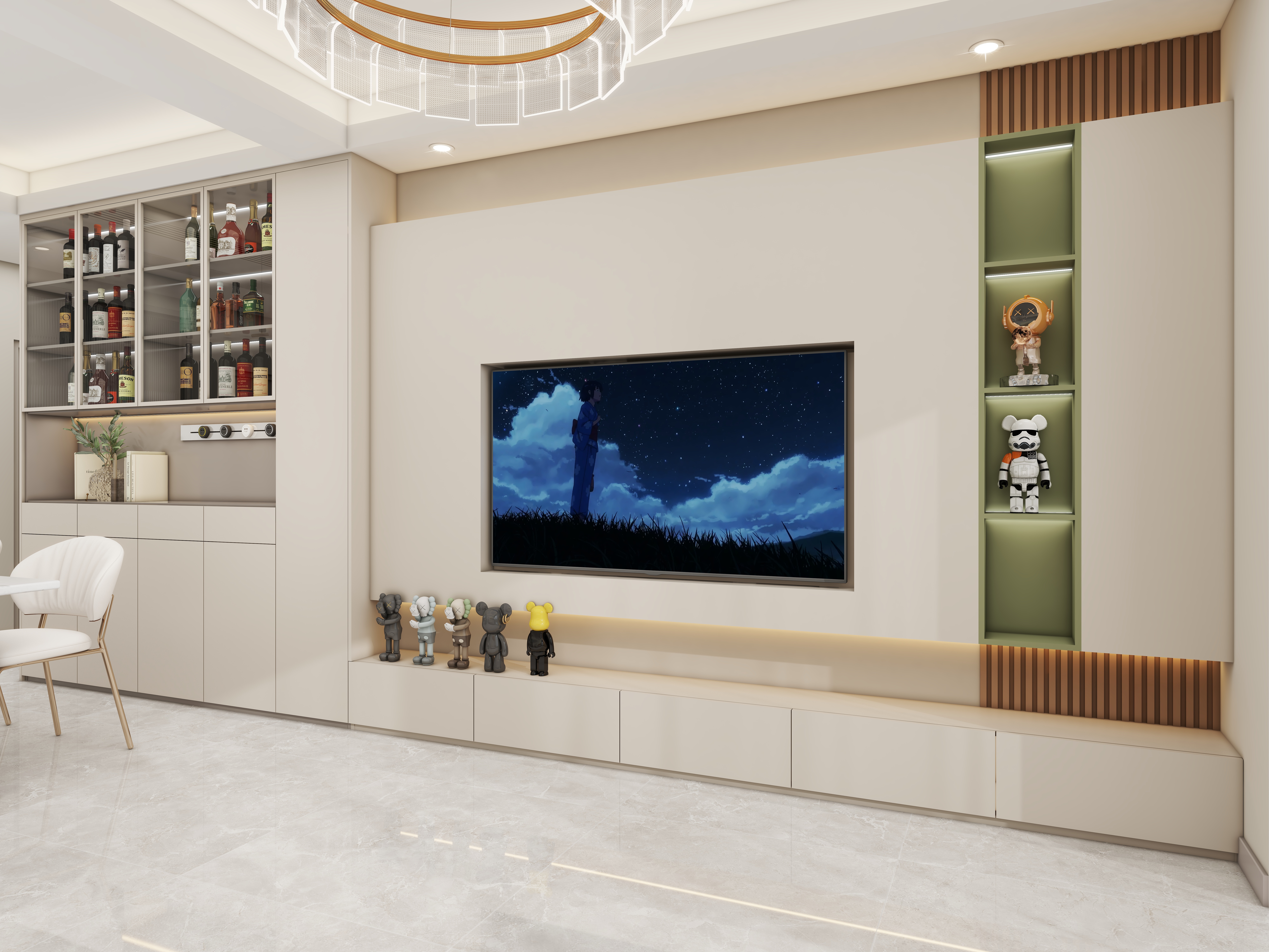 壹诺设计工作室-94㎡3室-奶油风 装修效果图