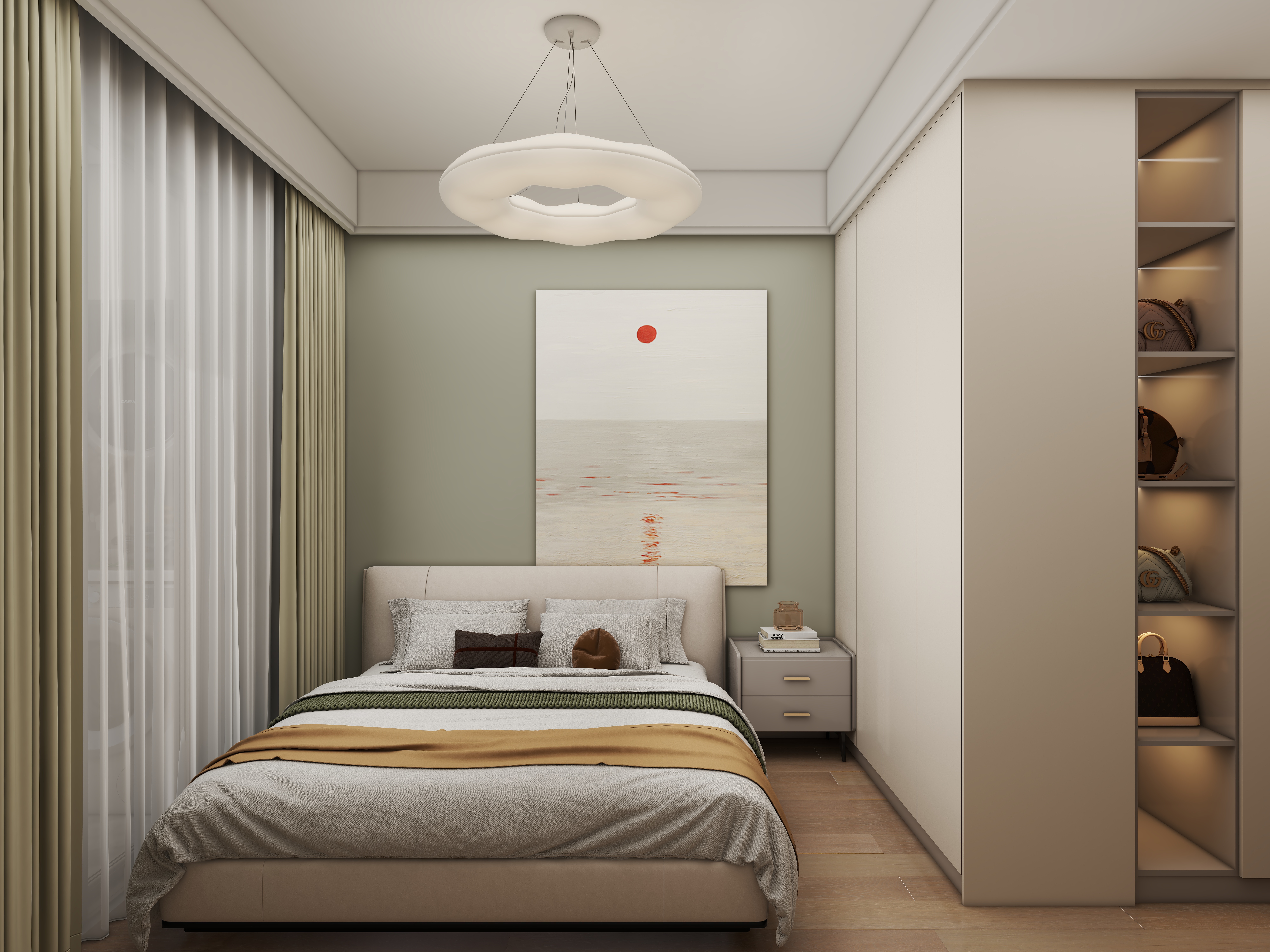 壹诺设计工作室-94㎡3室-奶油风 装修效果图