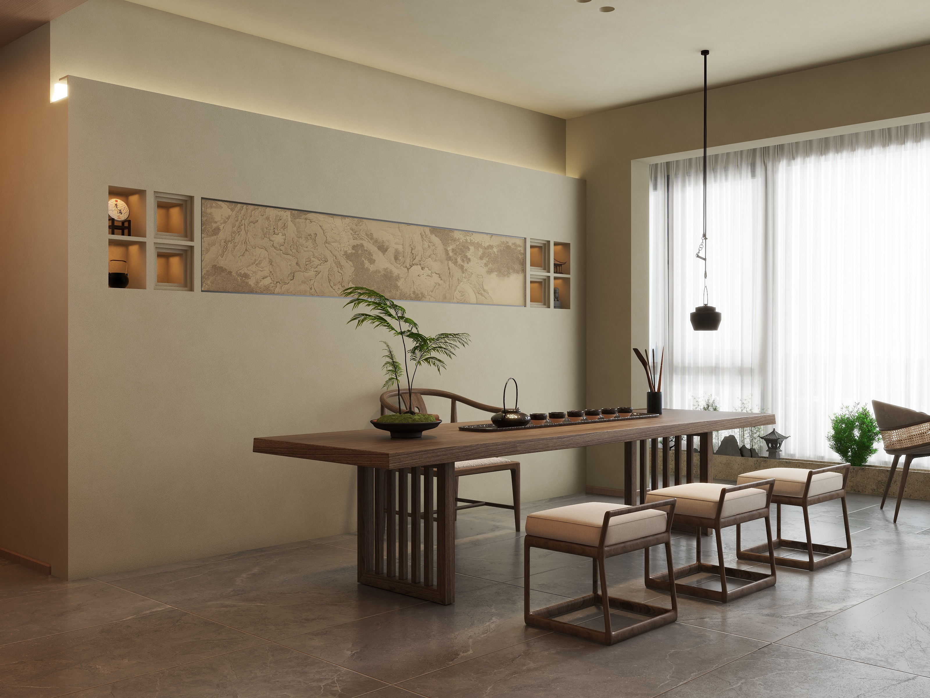 有本设计-220㎡禅意接待空间装修效果图