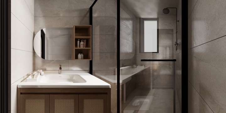 Modern Minimalist Bathroom with Gray Tones