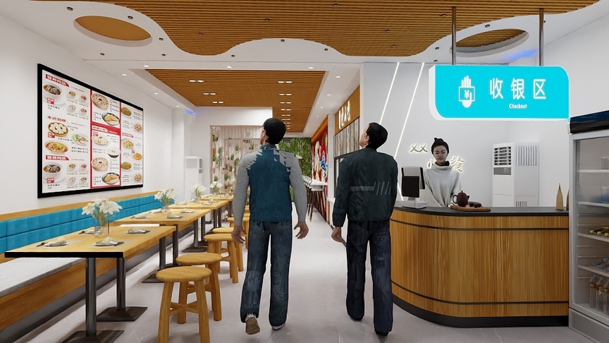 笑问粥可温-快餐店装修效果图