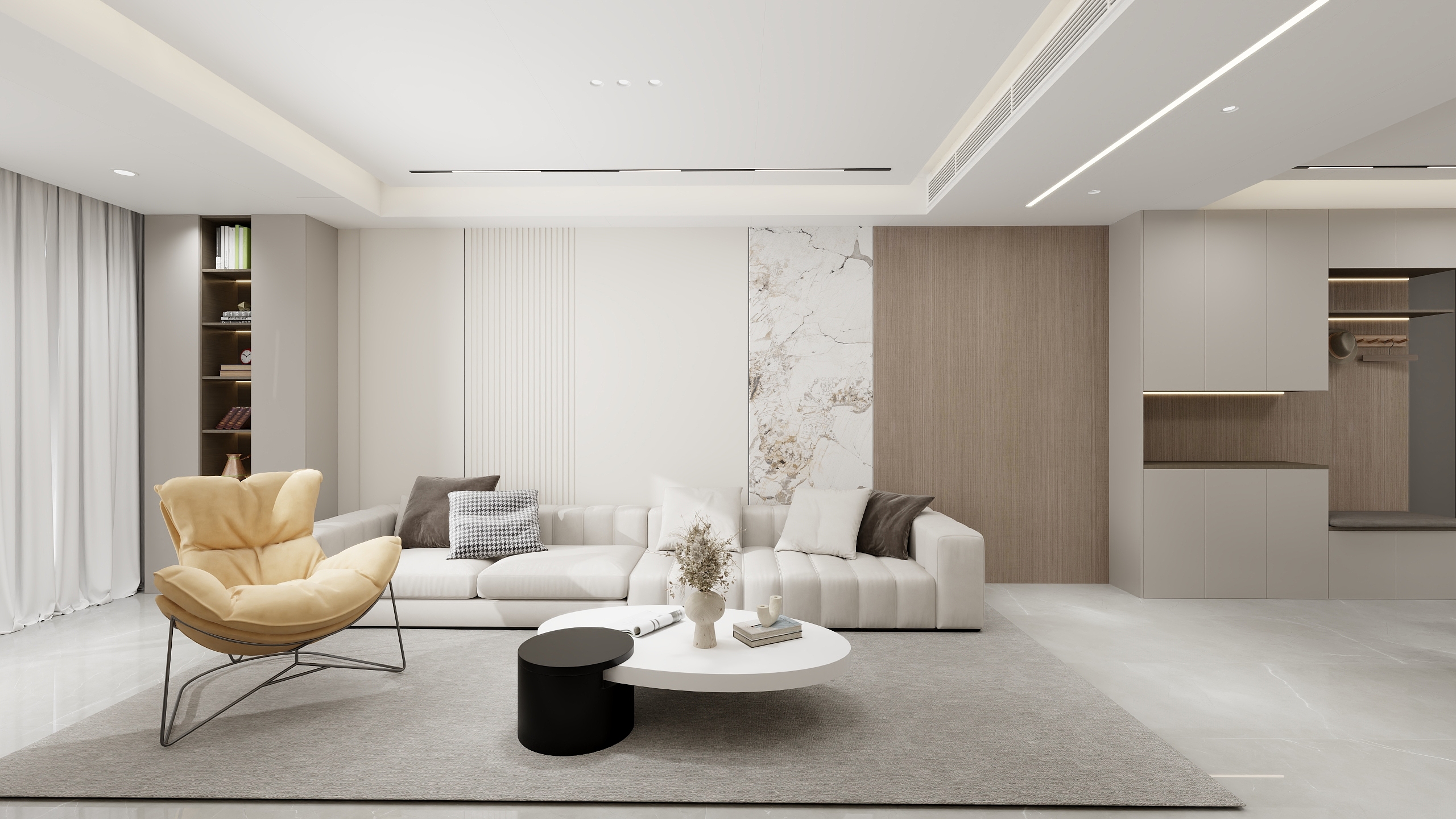 宁静致远18171330447-四居118m平方现代简约全屋全景无主灯设计，柜子线型灯-装修设计方案